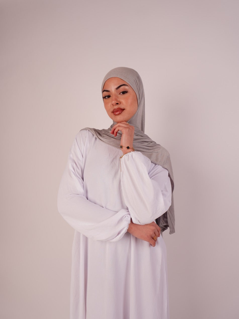 Plain Closed Abaya - White