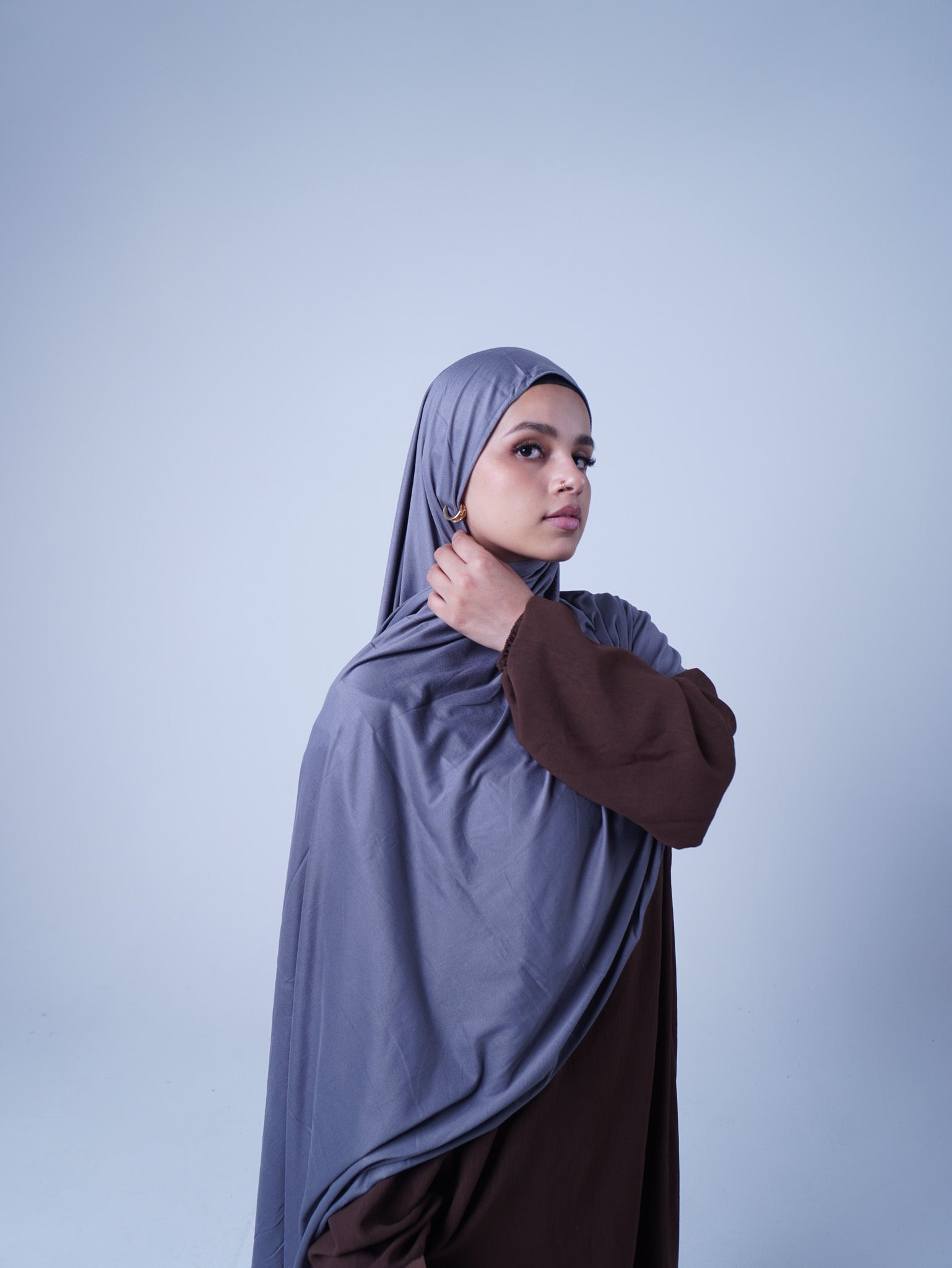 Emirati Premium Jersey Hijab Dark Grey