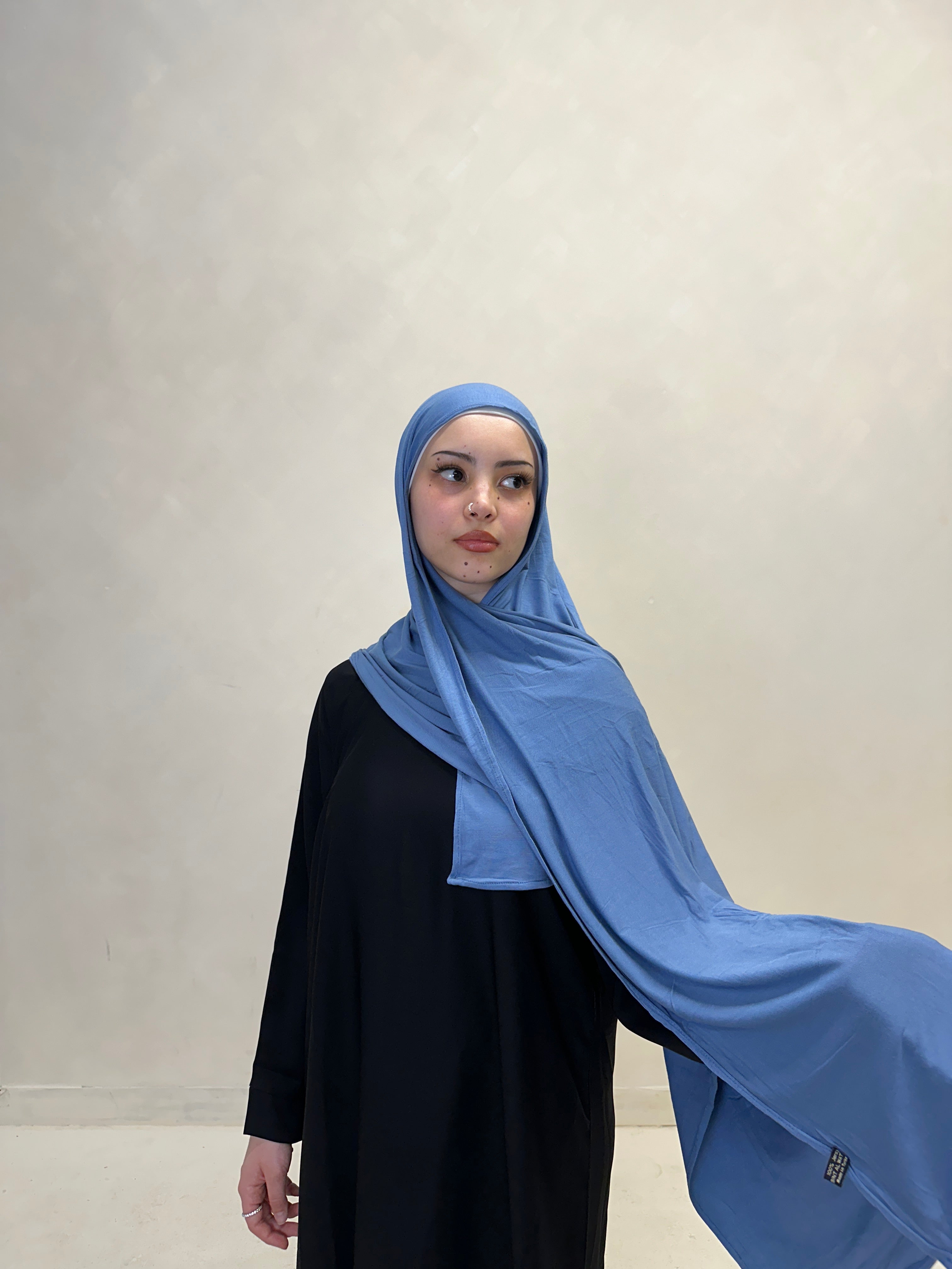 Emirati Premium Jersey Hijab Denim Blue
