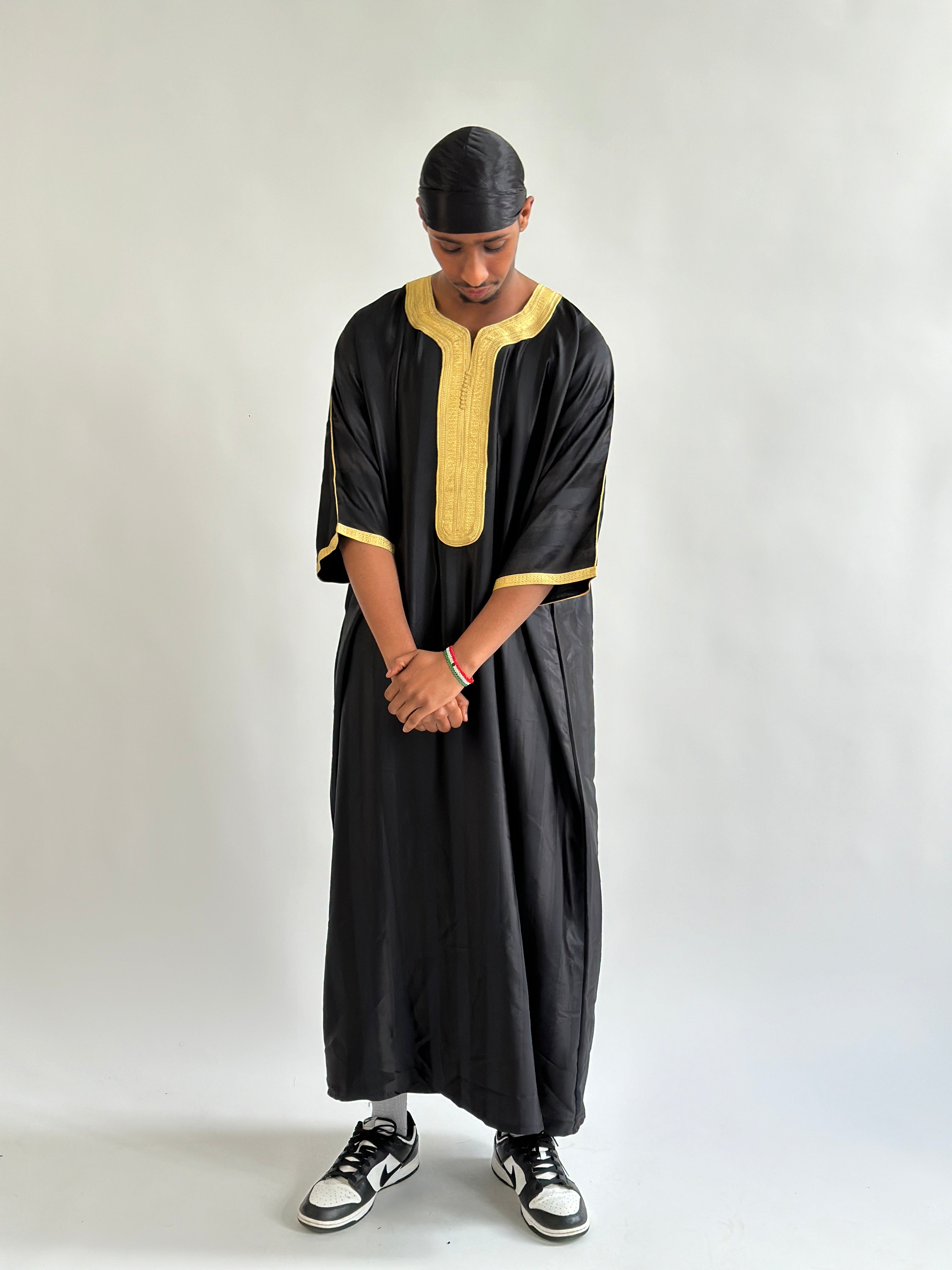 Moroccan Thobe Black & Gold