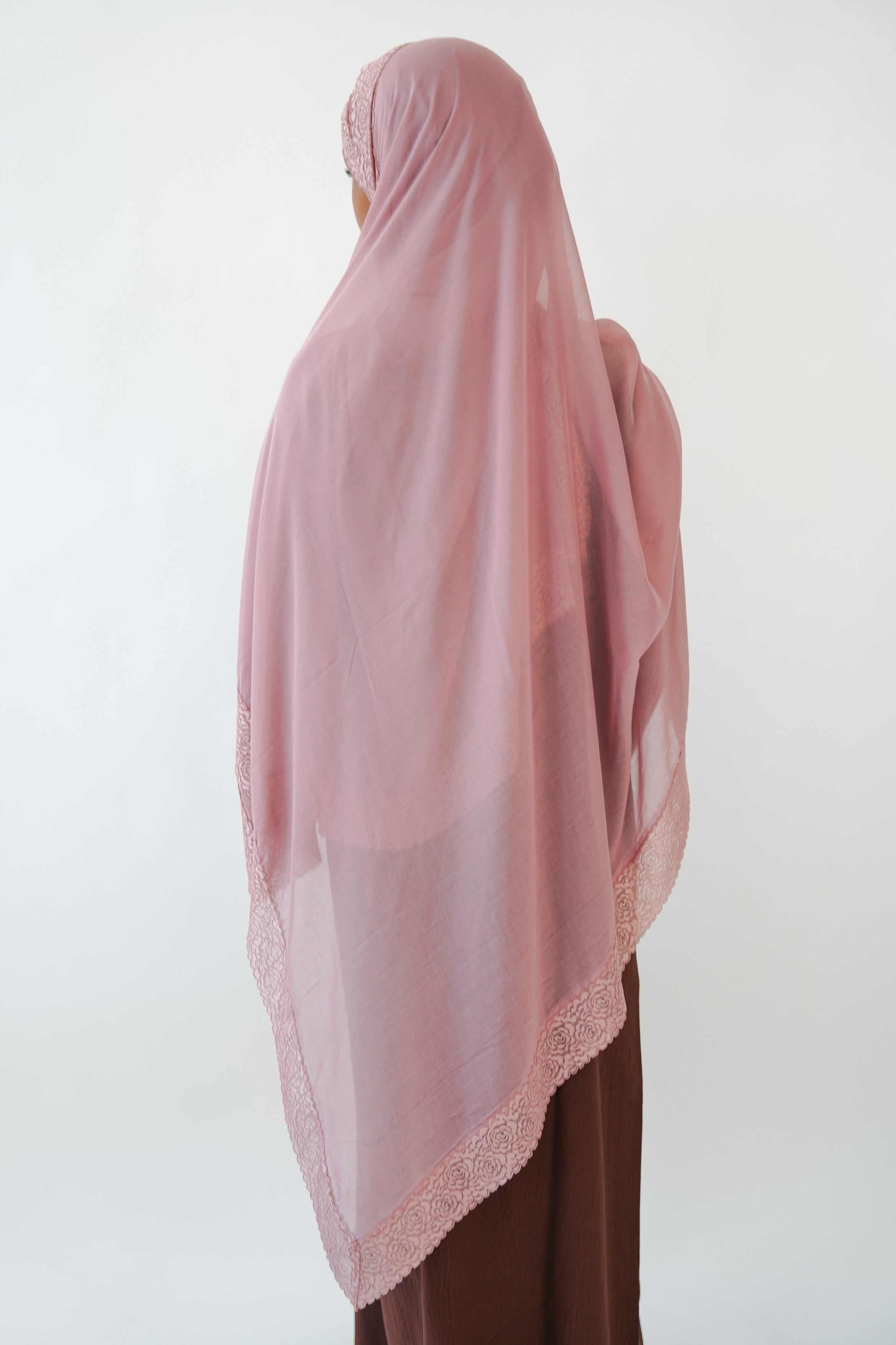 Petal Pink Lace Modal Hijab
