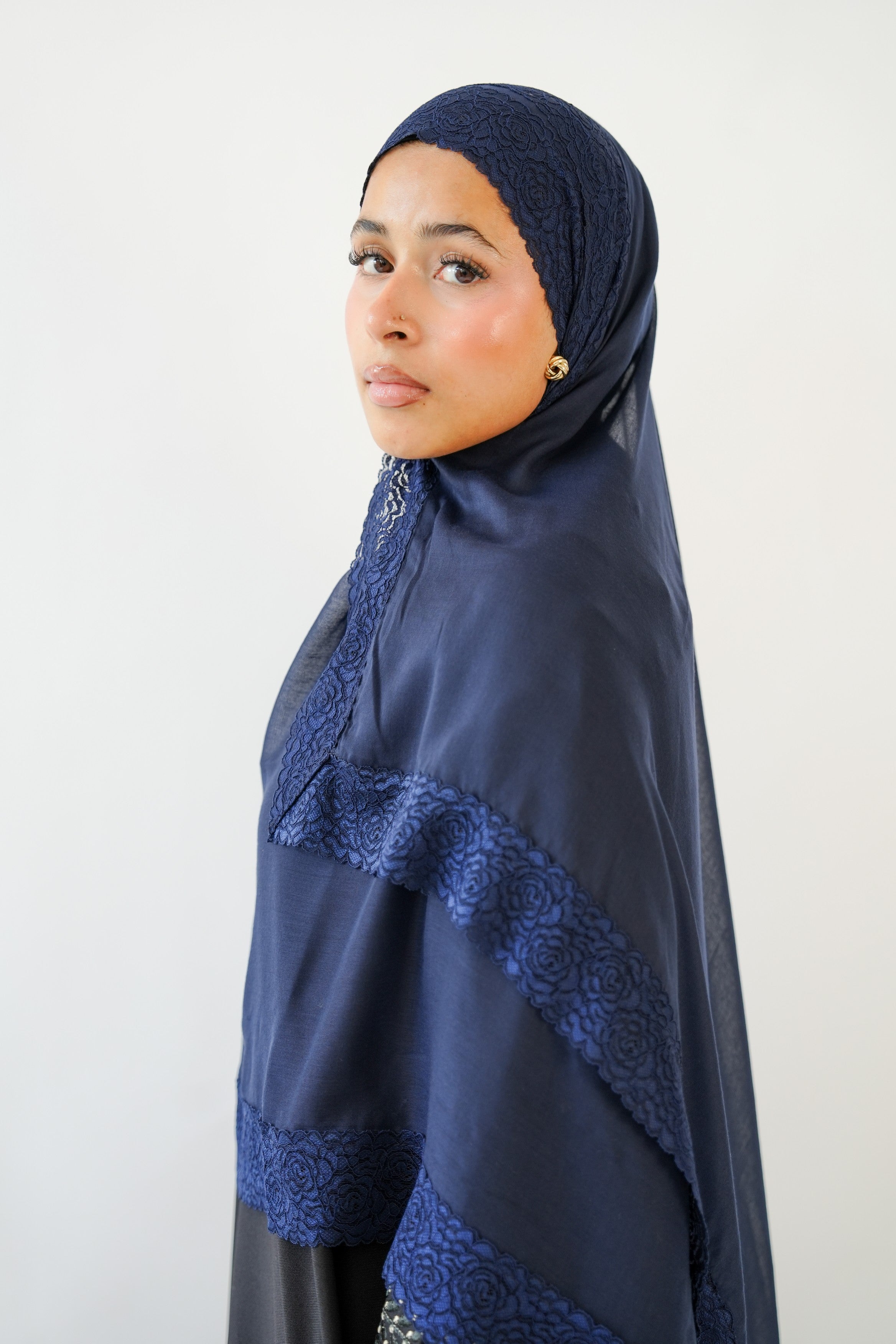 Navy Lace Modal Hijab
