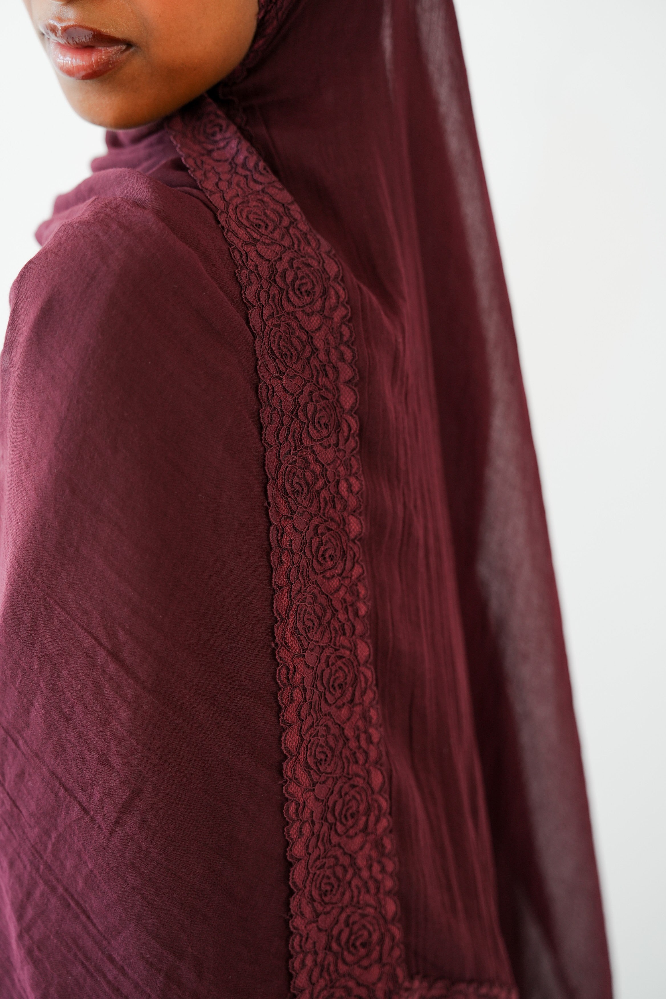 Mulberry soft lace modal hijab