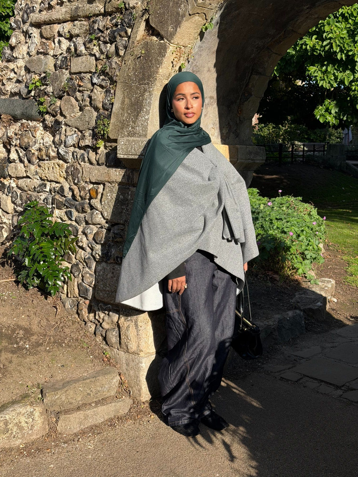 Storm Grey Side Wrap Kimono Cape Top
