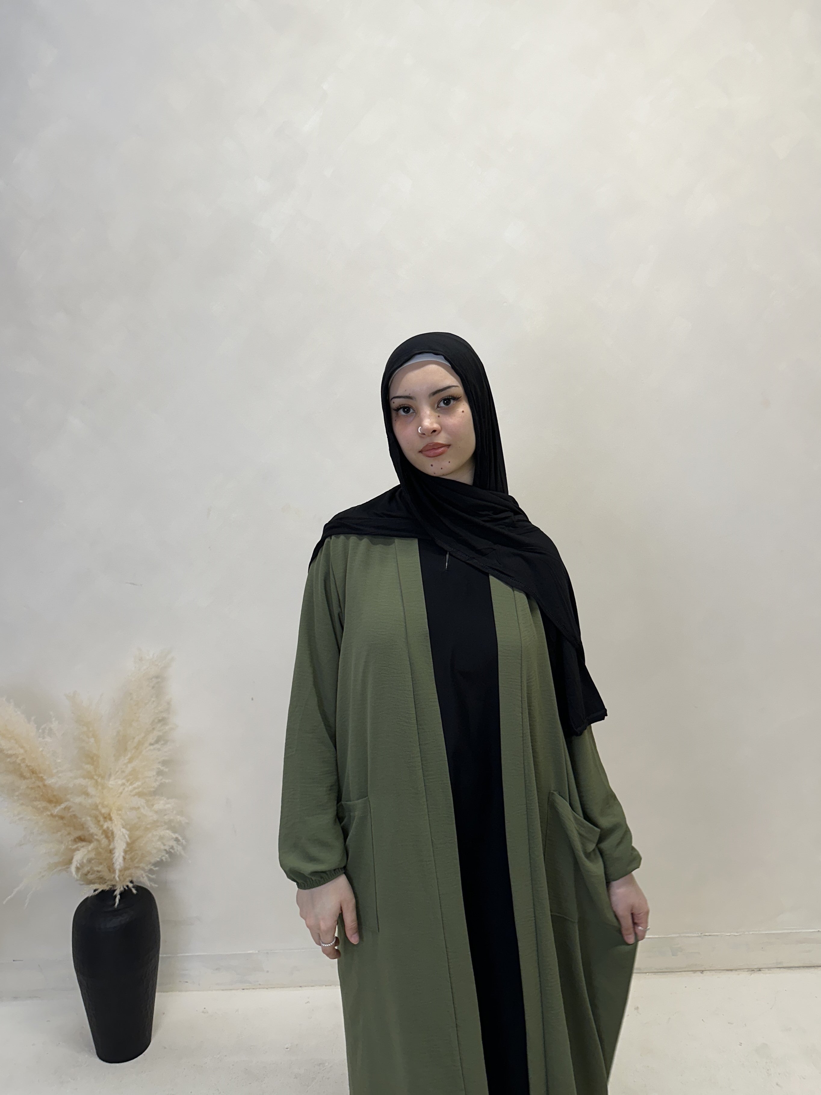 Open Cardigan Khaki Green