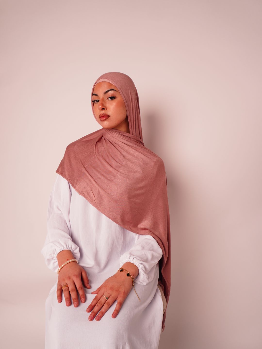 Rose Pink Dual Fabric Luxury Hijab main image 0