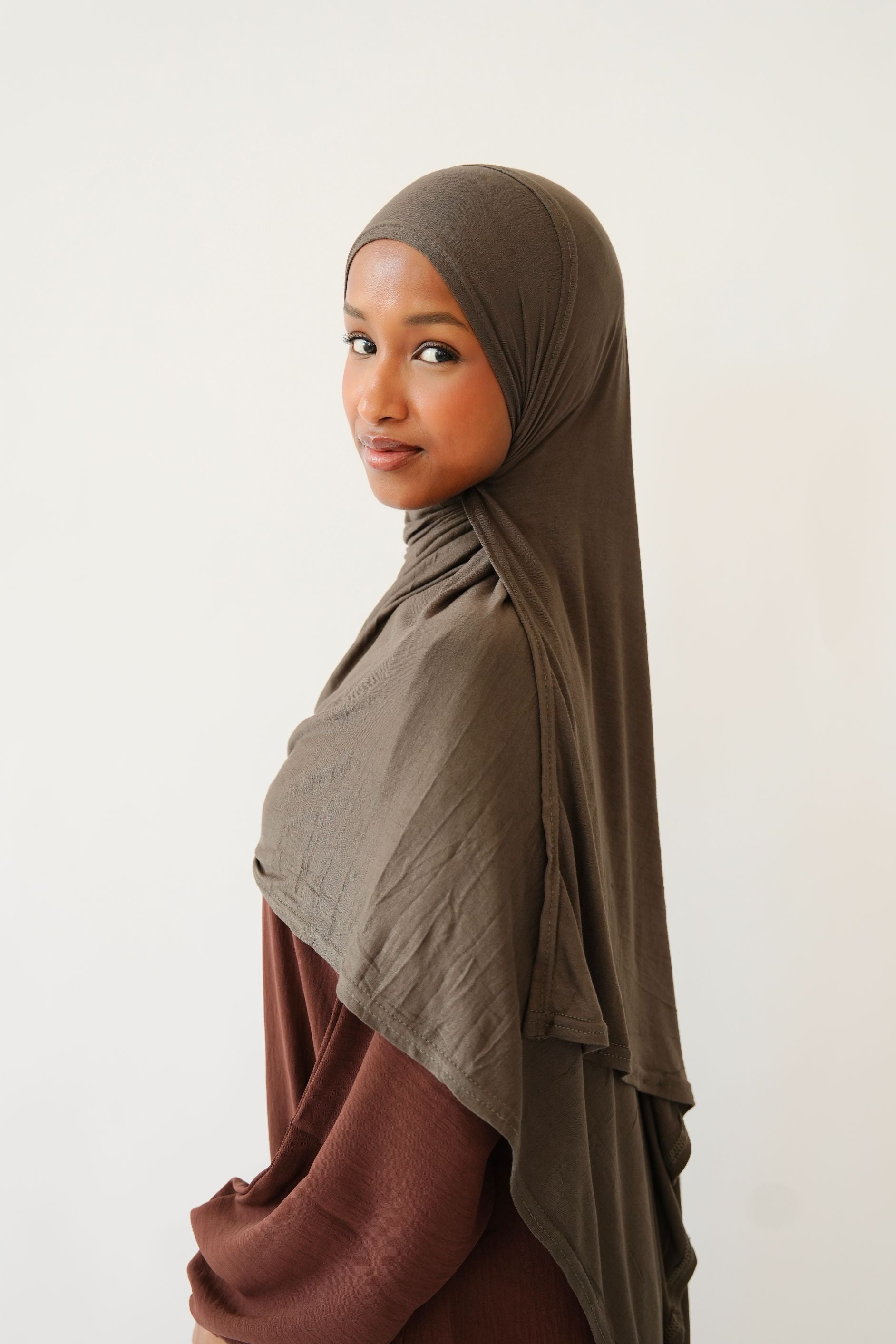 Emirati Premium Jersey Hijab Mocha