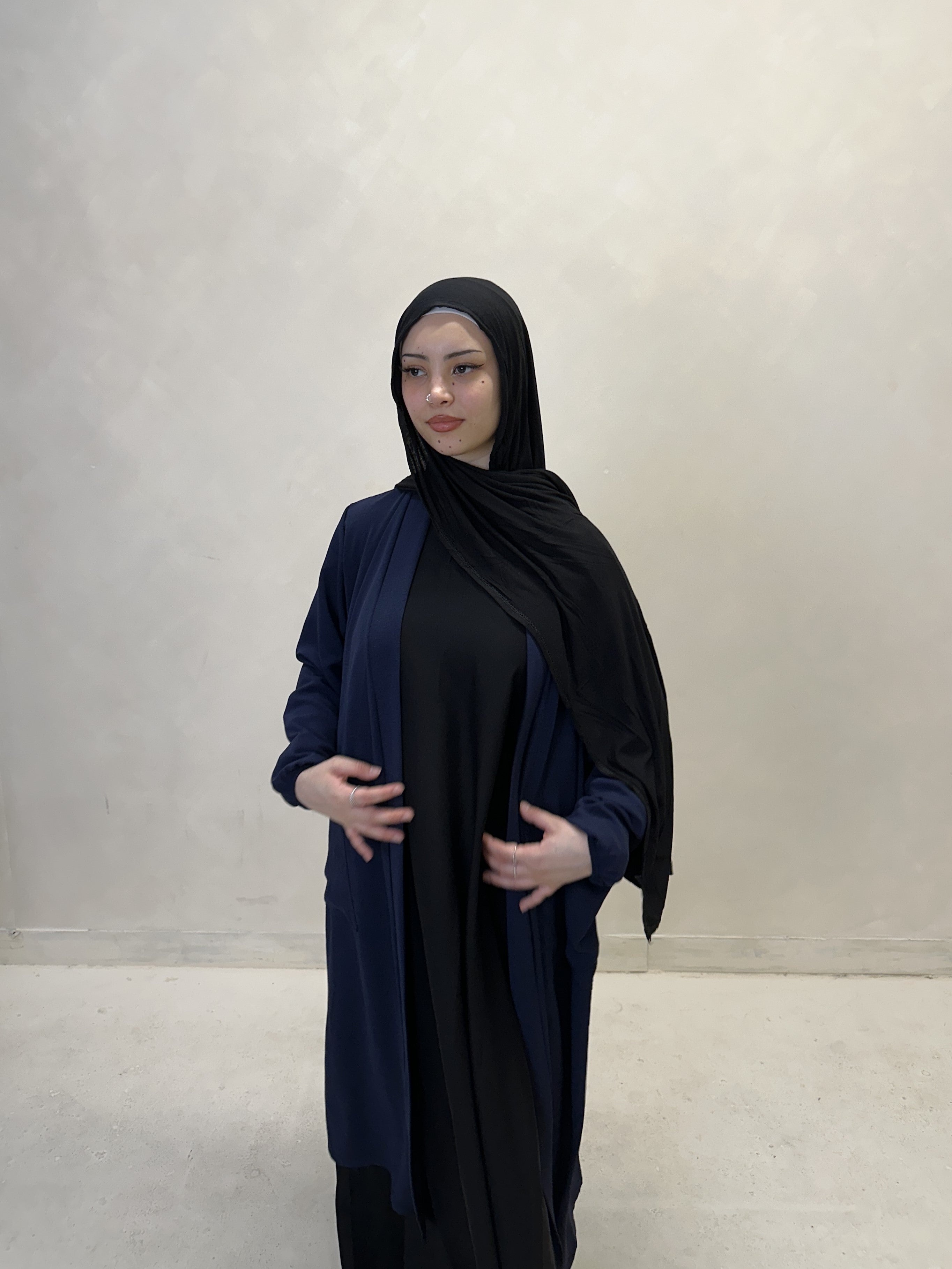 Classic Open Abaya- Navy