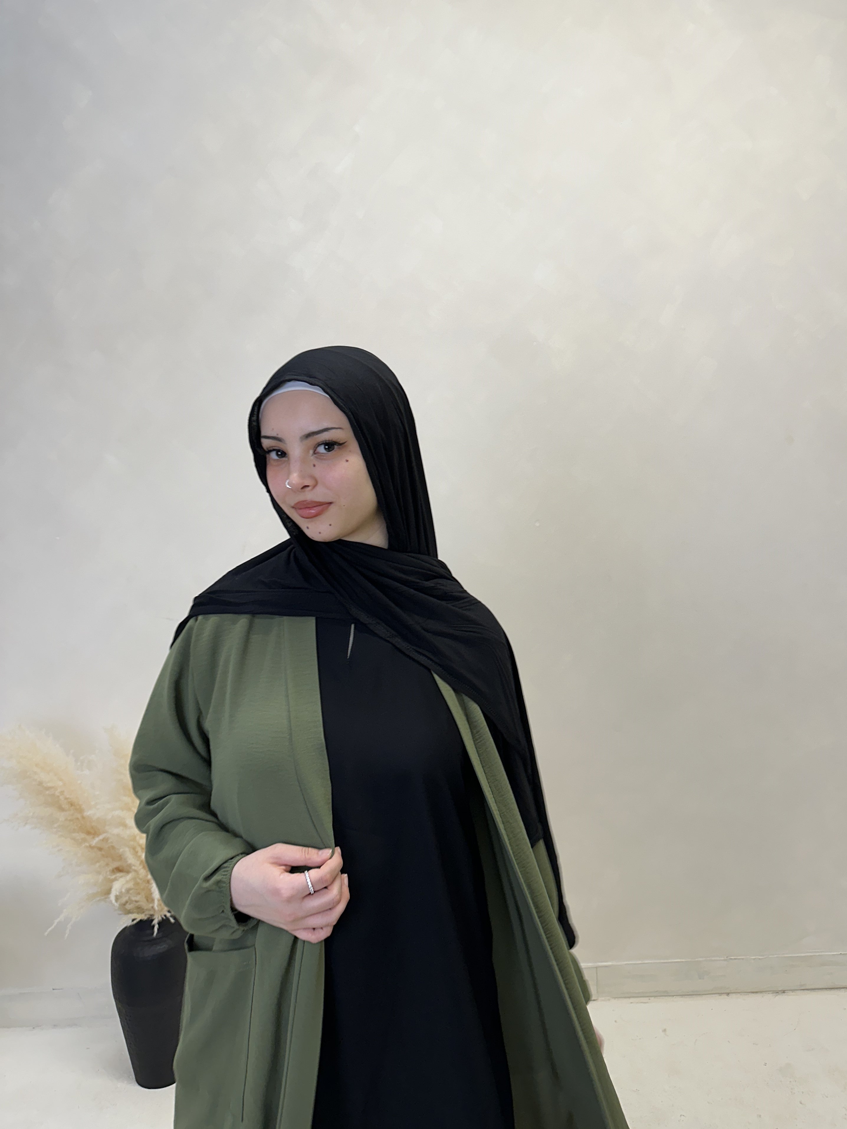 Open Cardigan Khaki Green