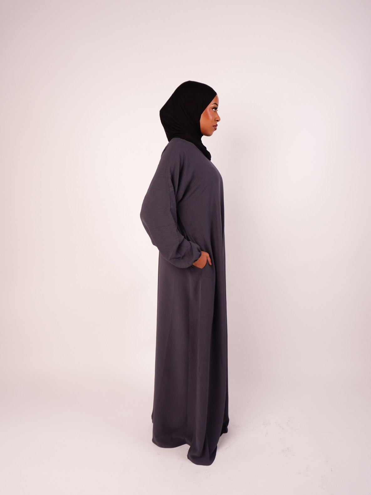 Plain Closed Abaya - Dark Grey