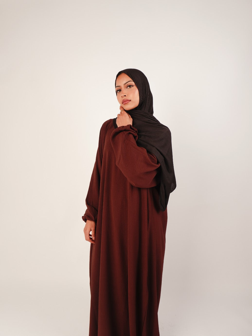 Plain Closed Abaya - Chocolate Brown