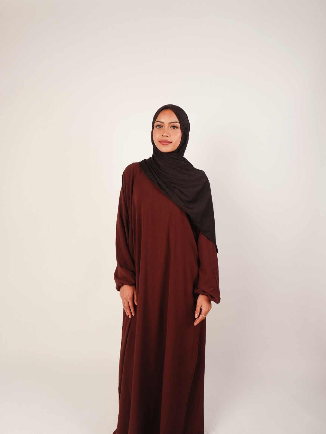 Plain Closed Abaya - Chocolate Brown