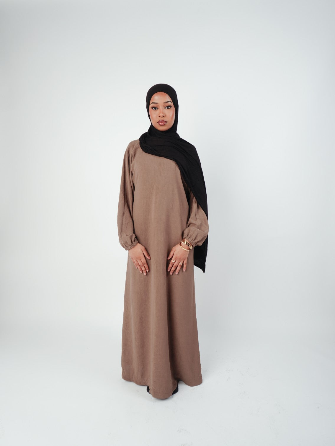 Plain Closed Abaya - Mocha