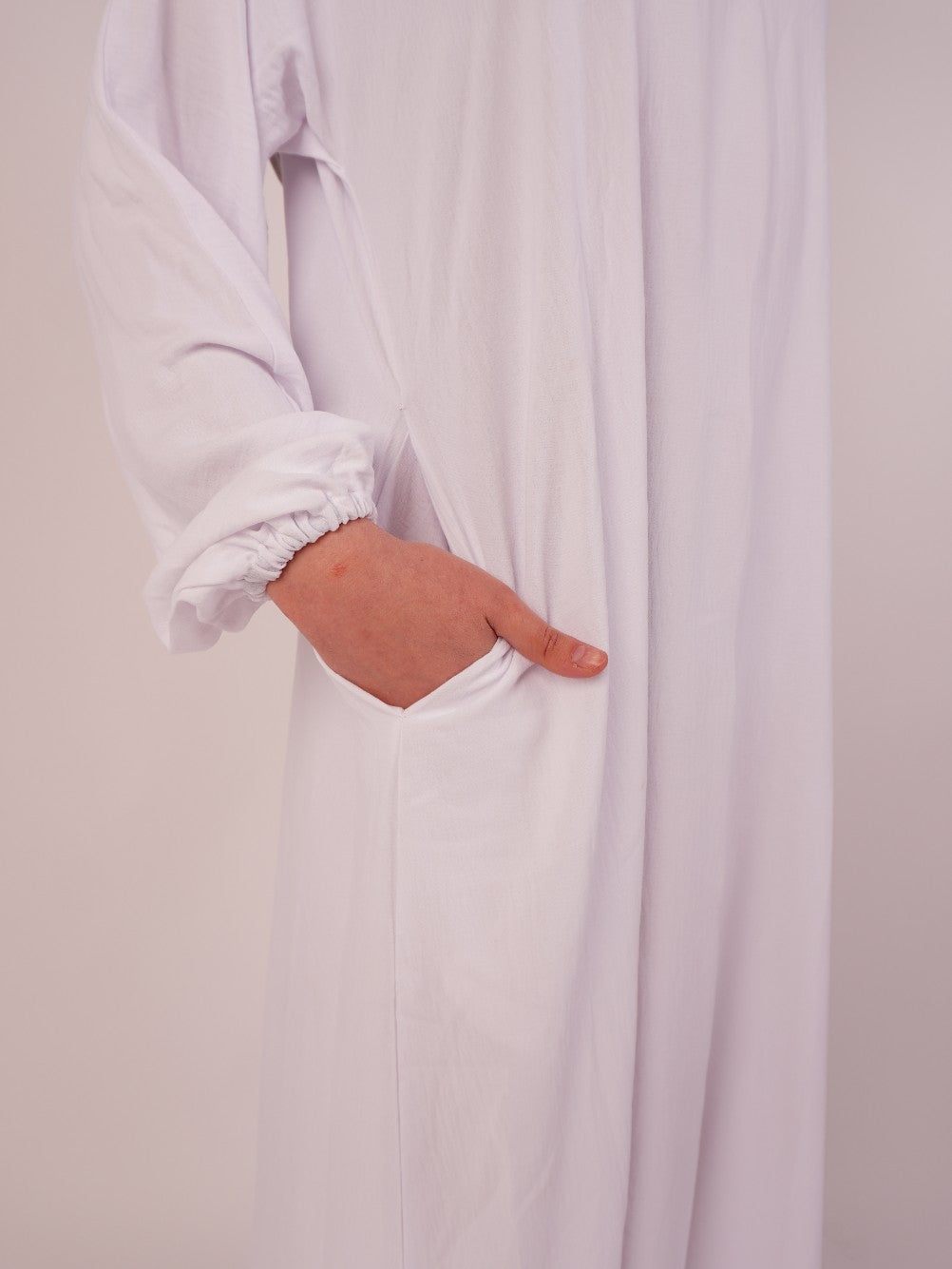 Plain Closed Abaya - White