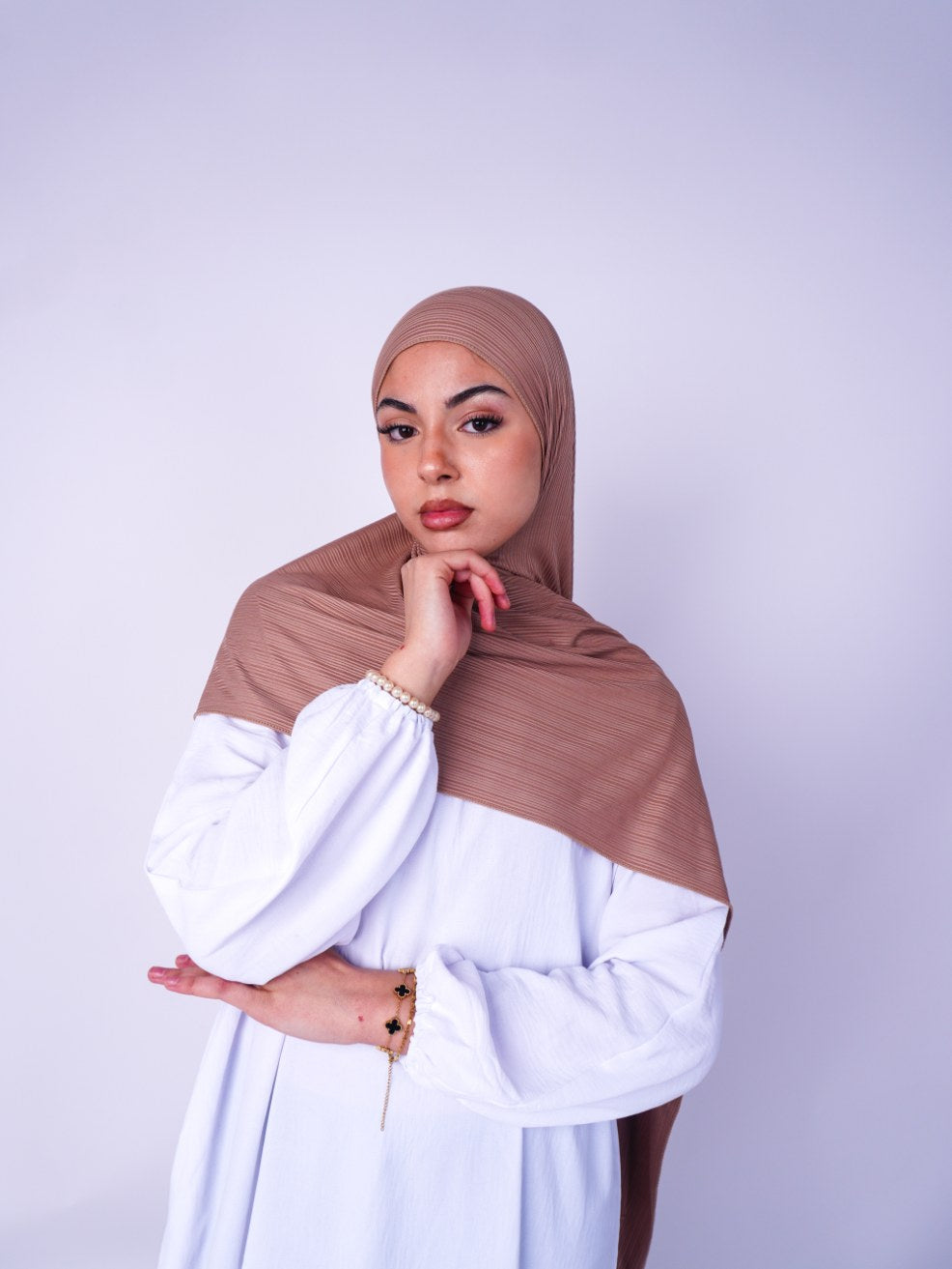 Textured Jersey Hijab Coffee