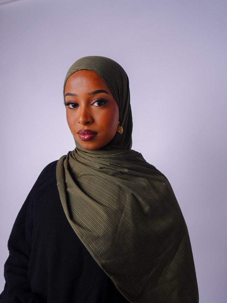 Textured Jersey Hijab Olive