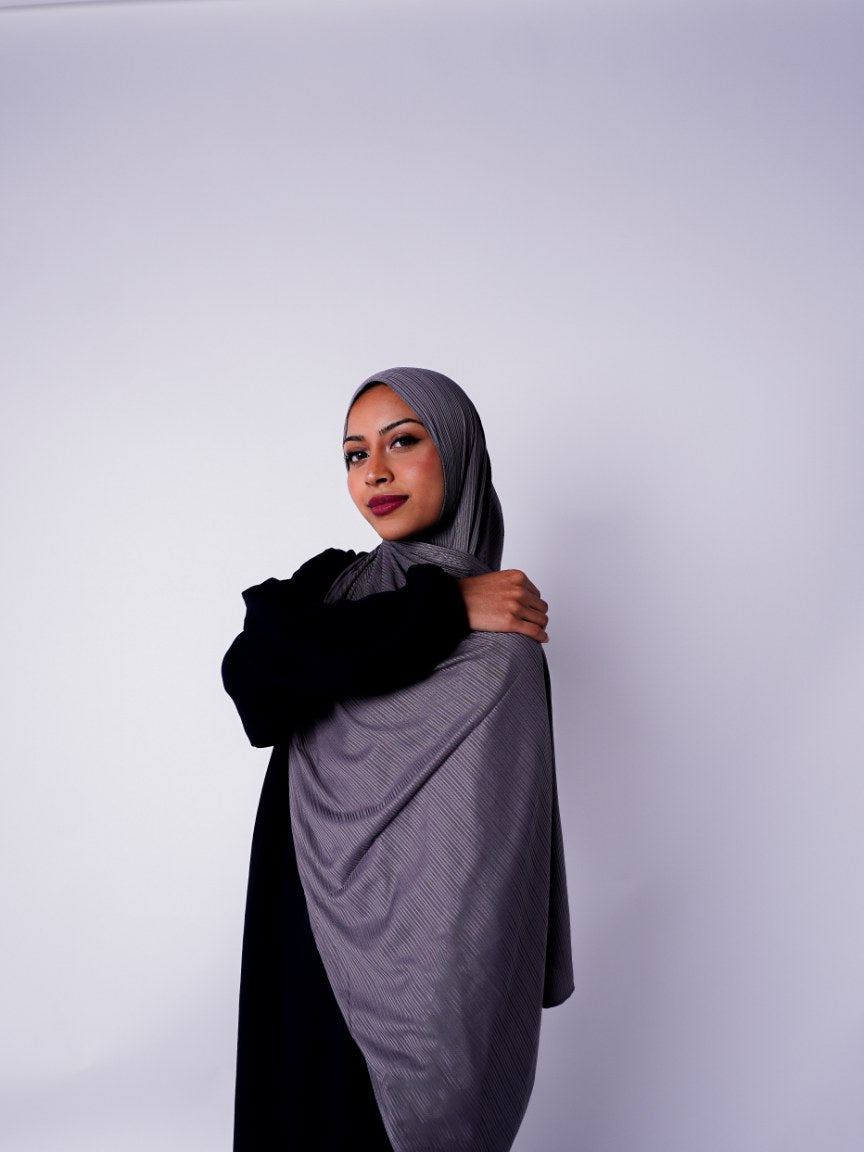 Textured Jersey Hijab Dark Grey