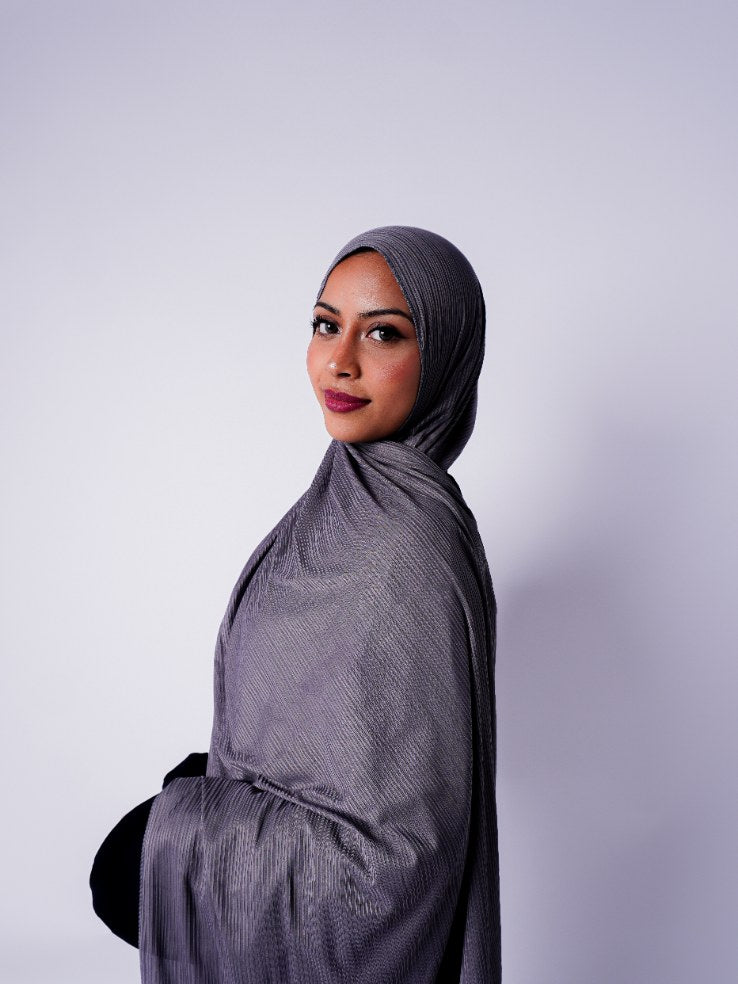 Textured Jersey Hijab Dark Grey