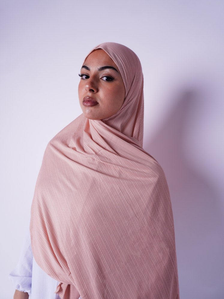 Textured Jersey Hijab Peachy Pink