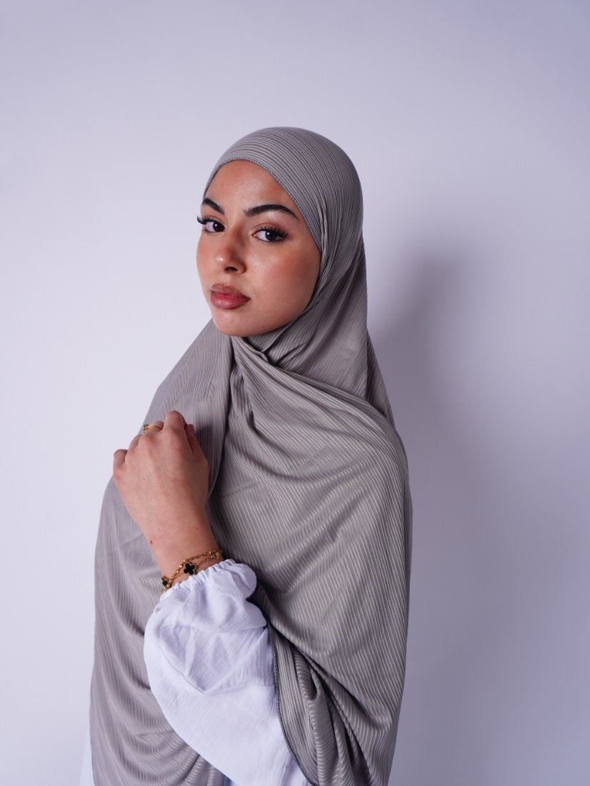 Textured Jersey Hijab Grey