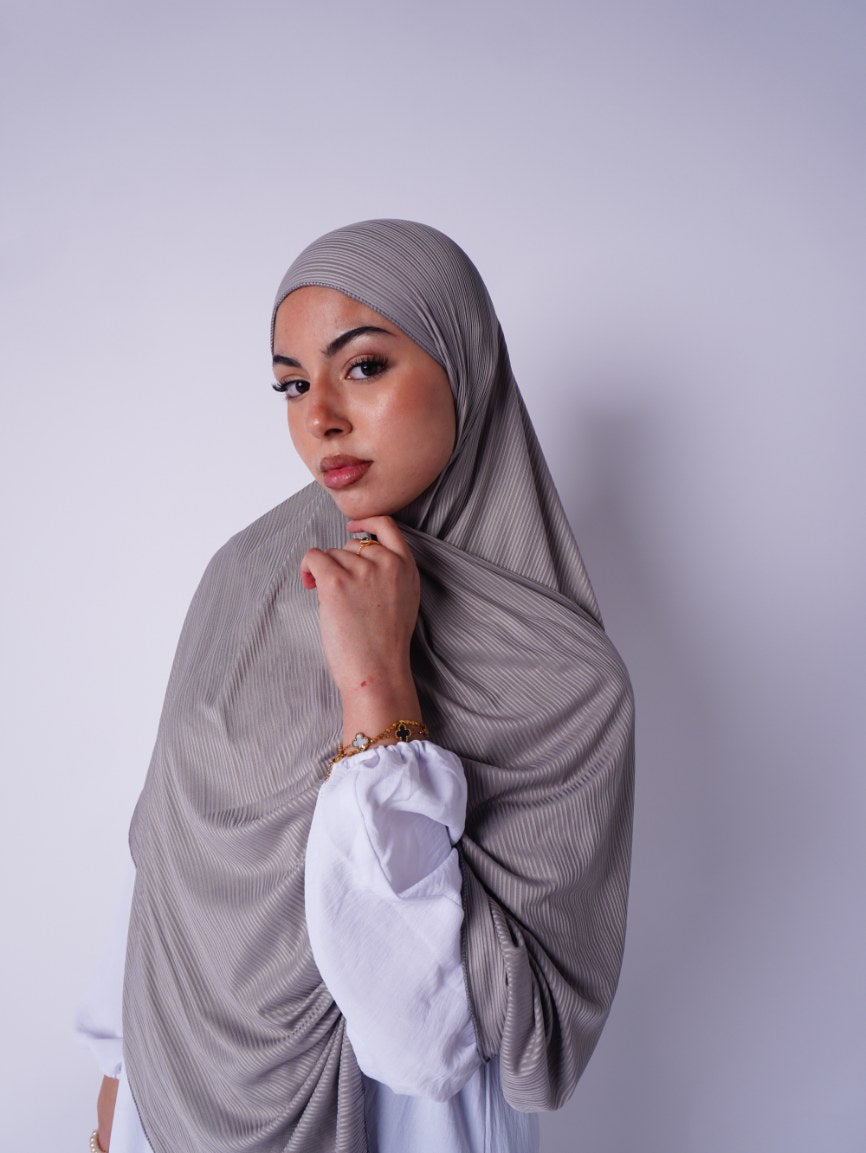 Textured Jersey Hijab Grey