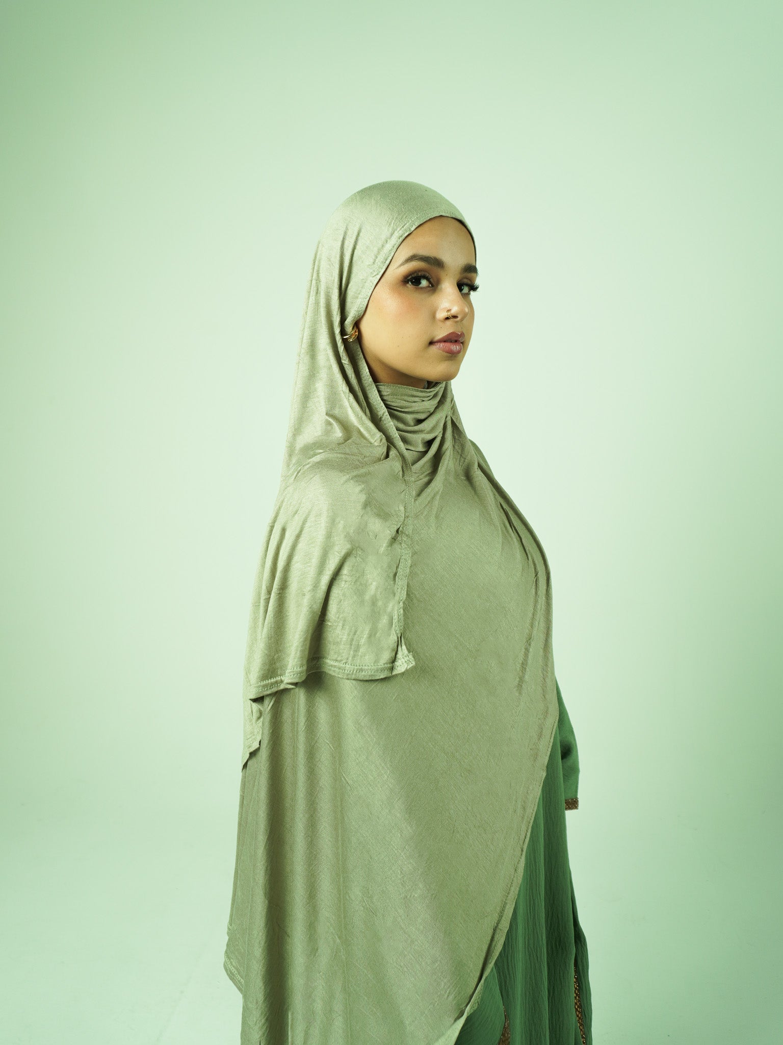 Emirati Premium Jersey Hijab Sage Green