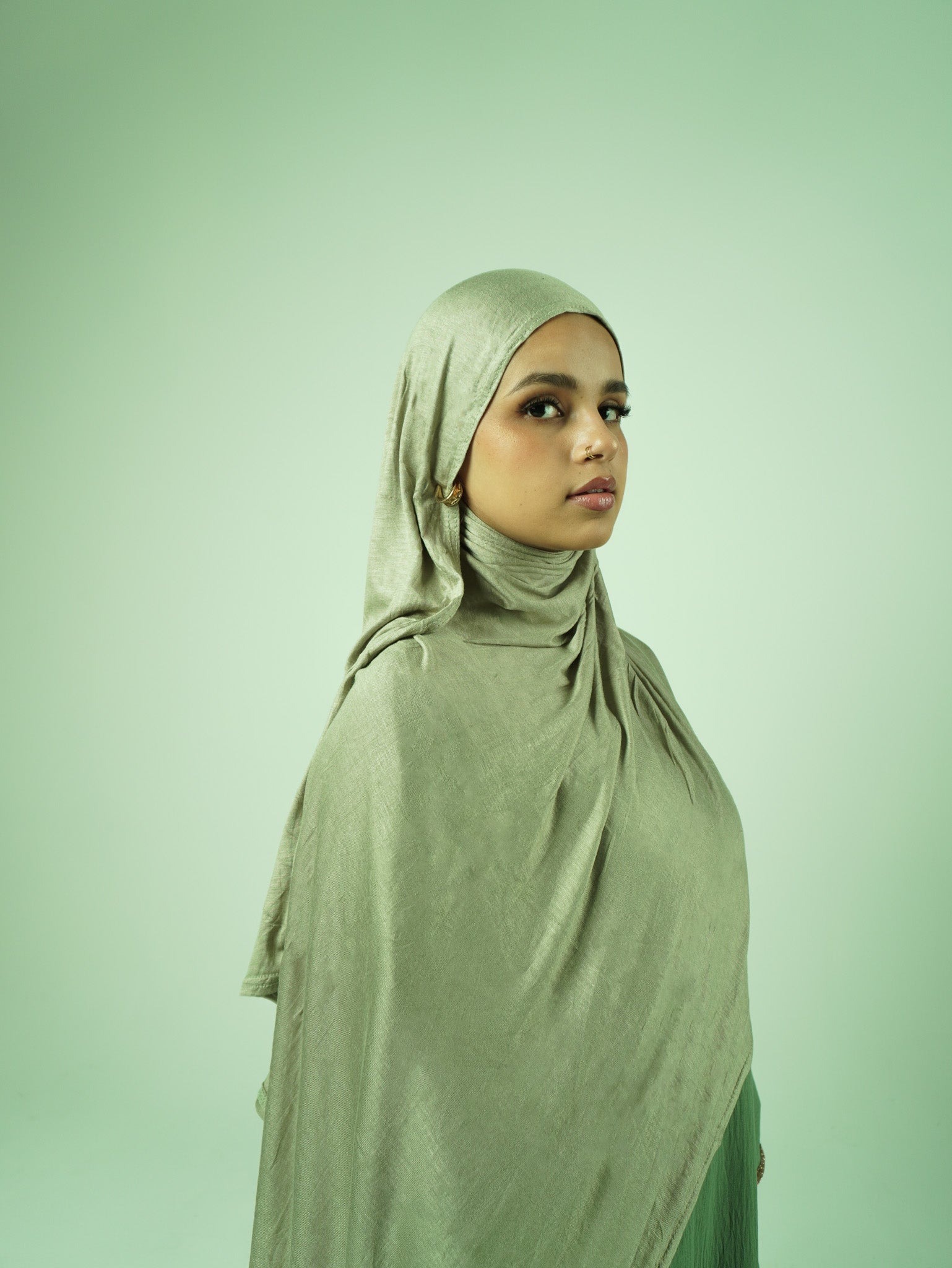Emirati Premium Jersey Hijab Sage Green
