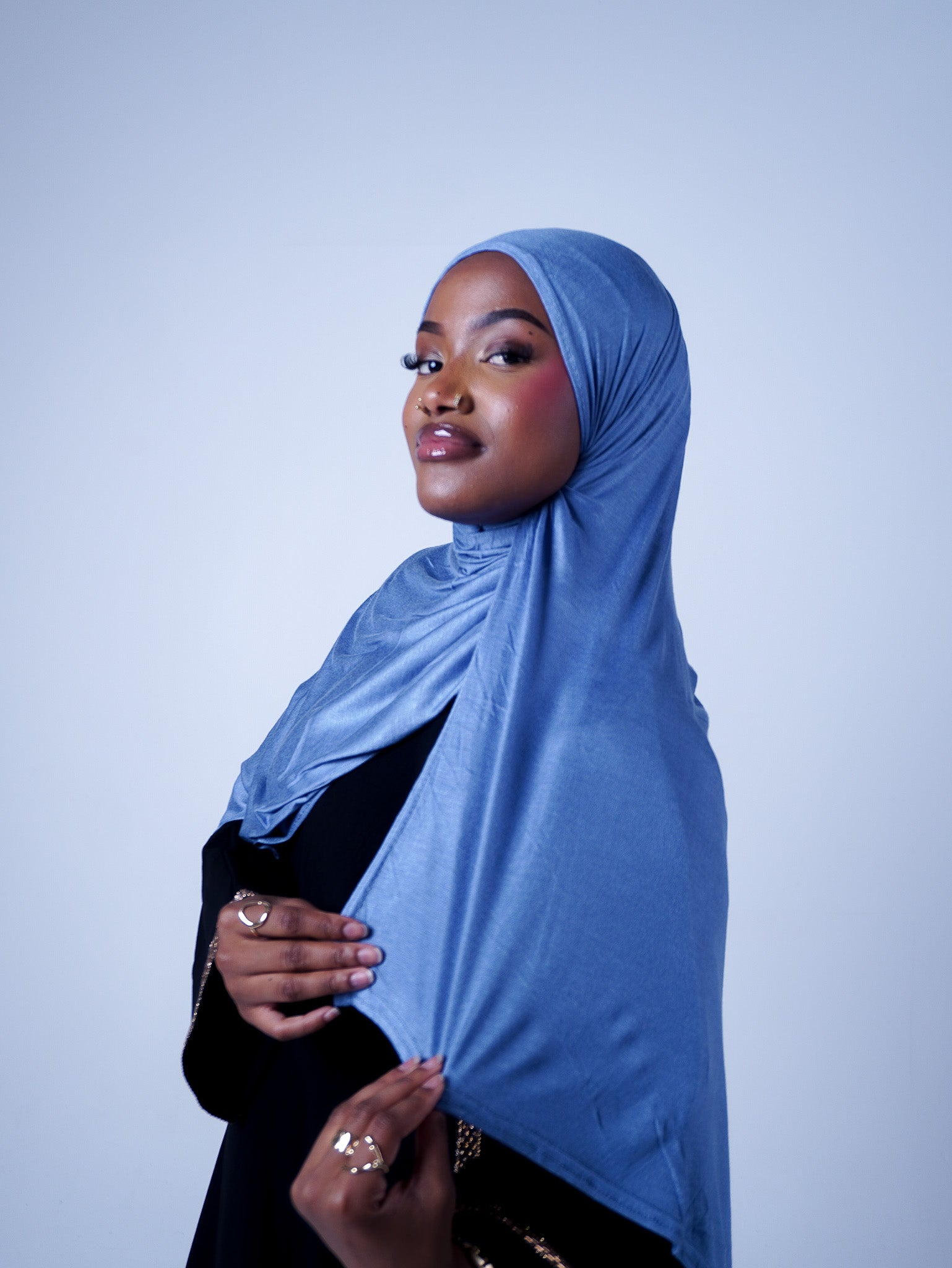 Emirati Premium Jersey Hijab Denim Blue