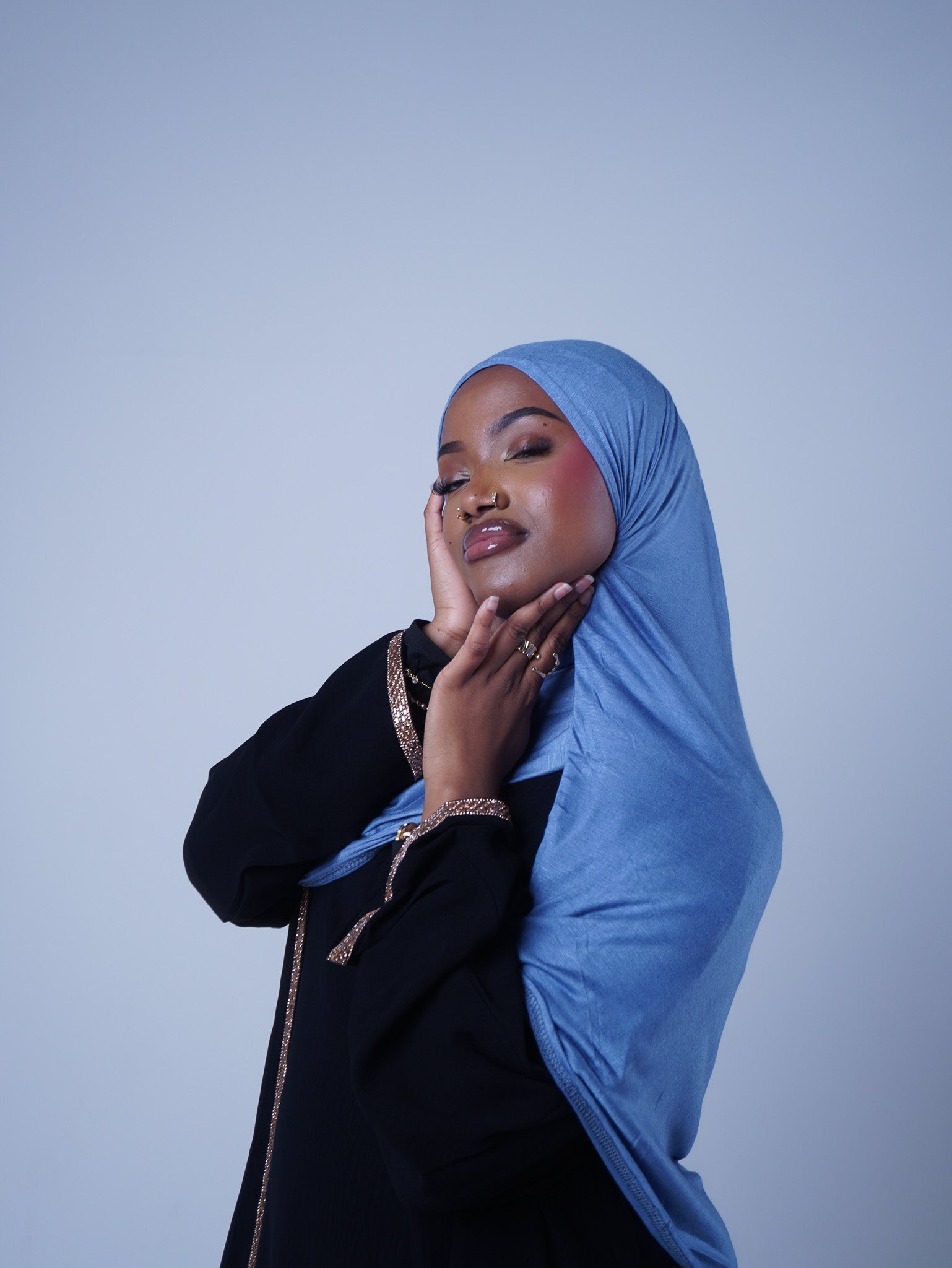 Emirati Premium Jersey Hijab Denim Blue