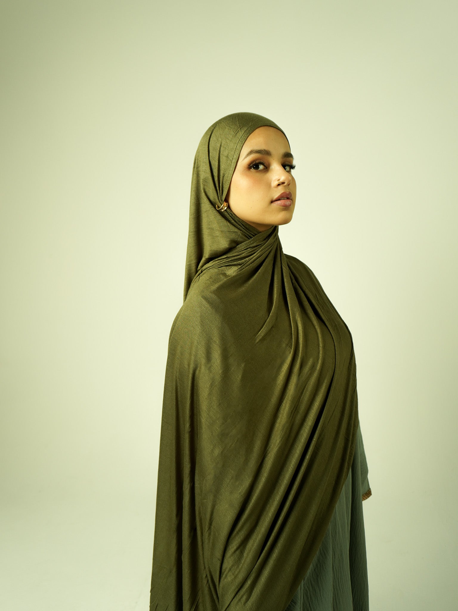 Emirati Premium Jersey Hijab Dark Olive
