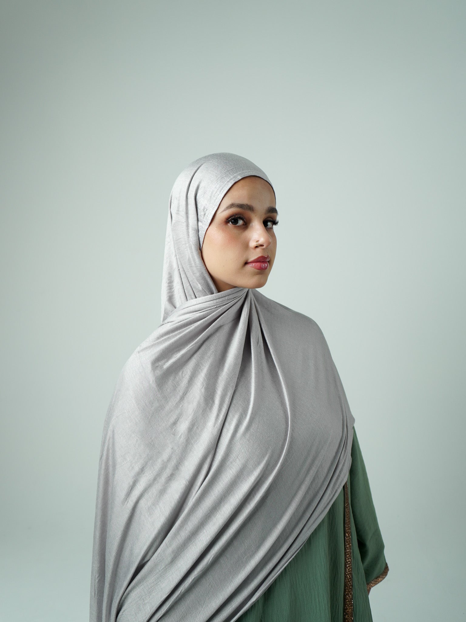 Emirati Premium Jersey Hijab Light Grey