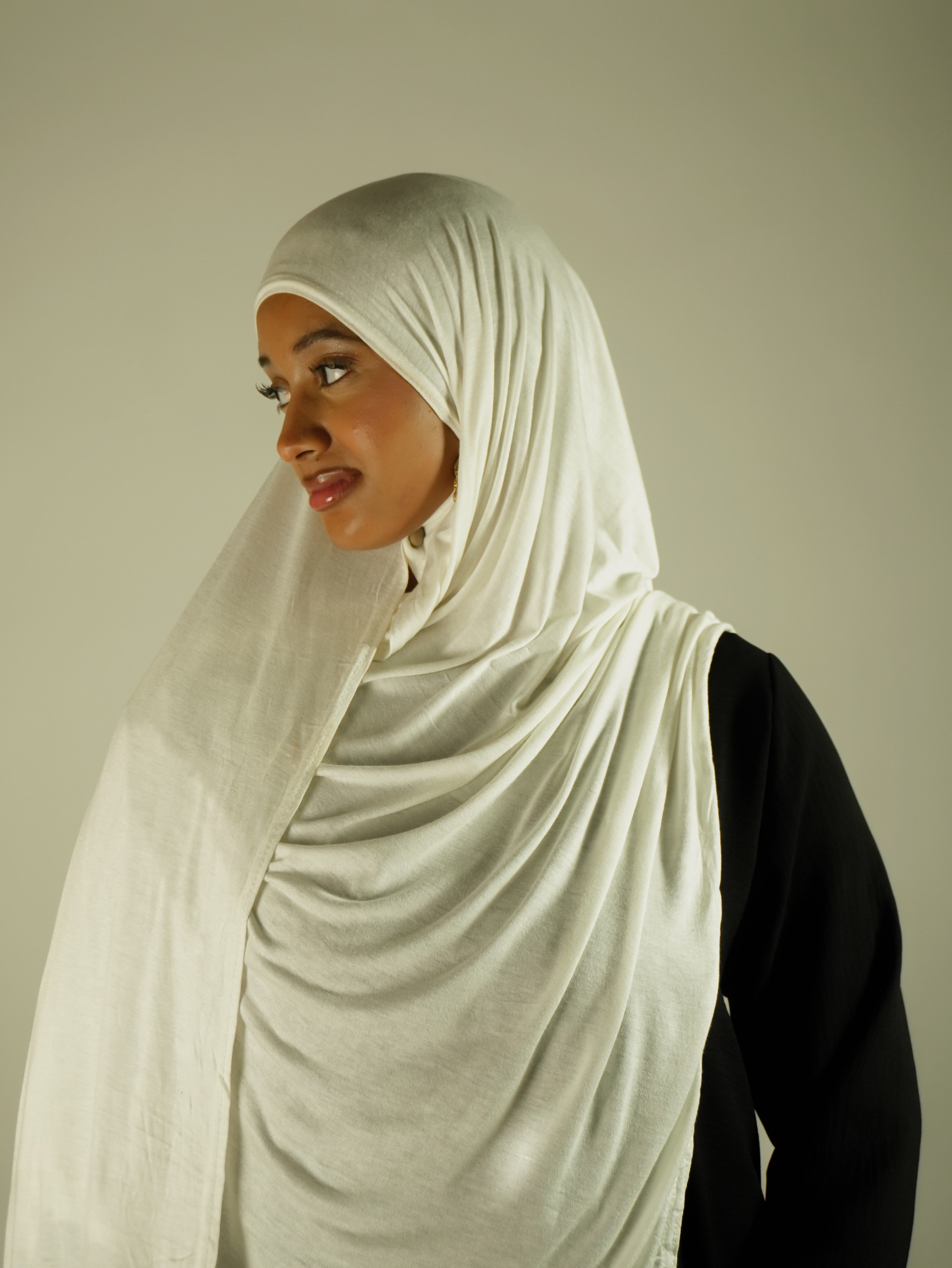 Emirati Premium Jersey Hijab Off White