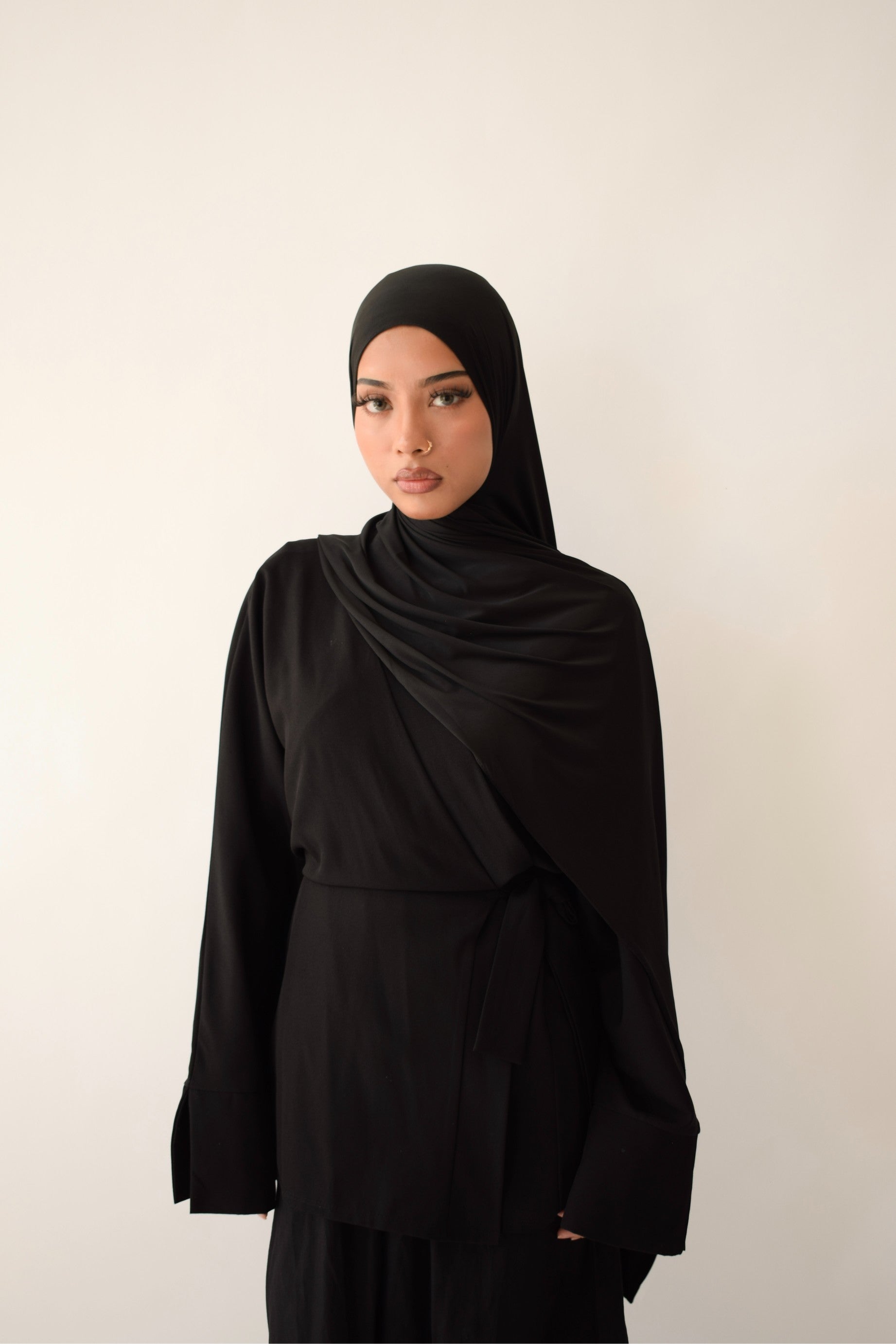 Black soft liquid jersey hijab
