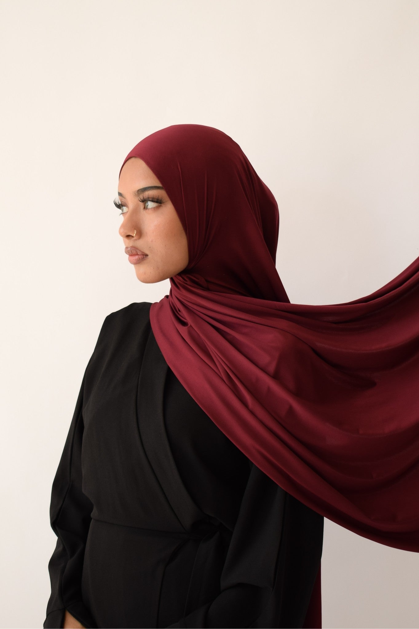 Wine liquid jersey hijab