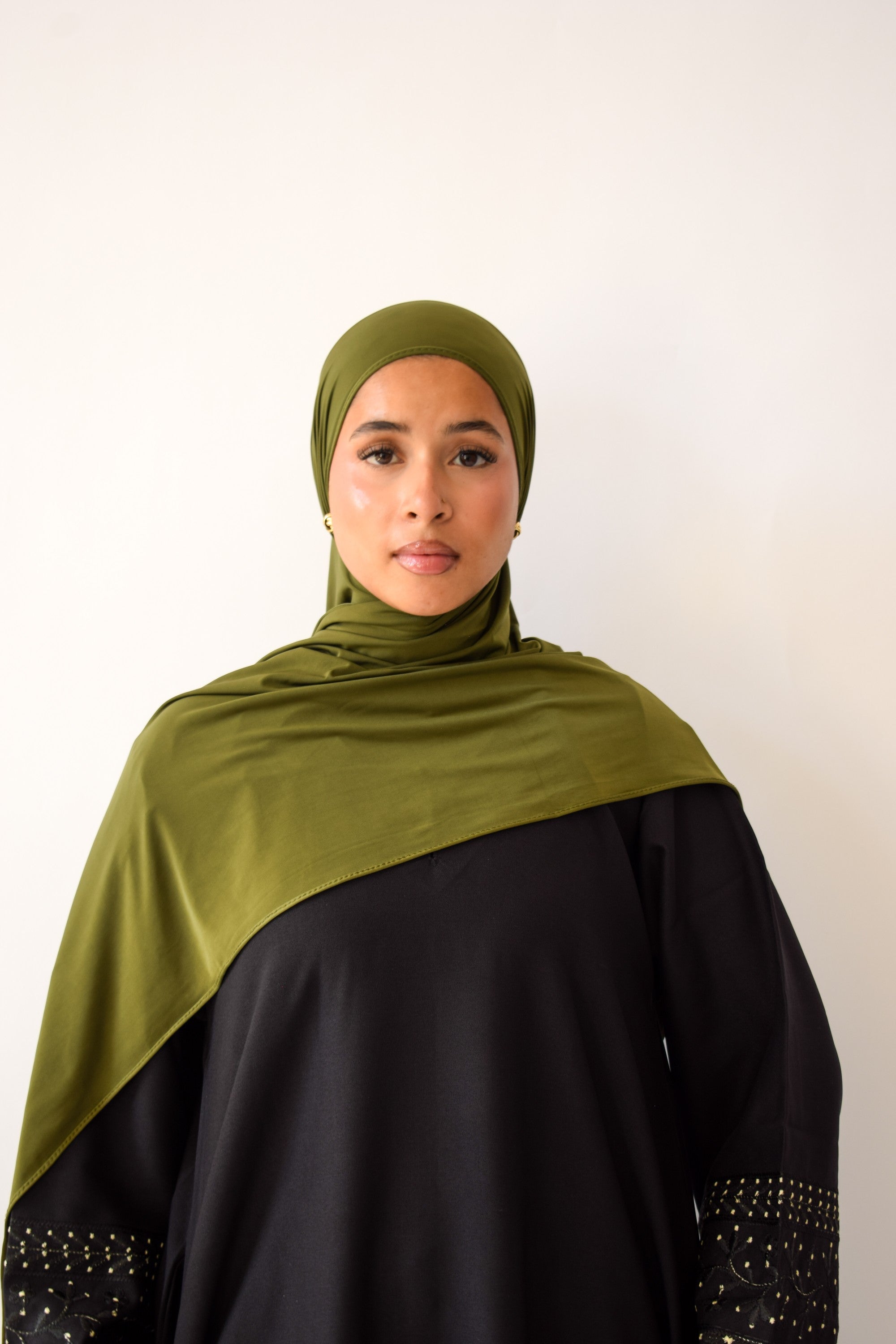 Olive liquid jersey hijab