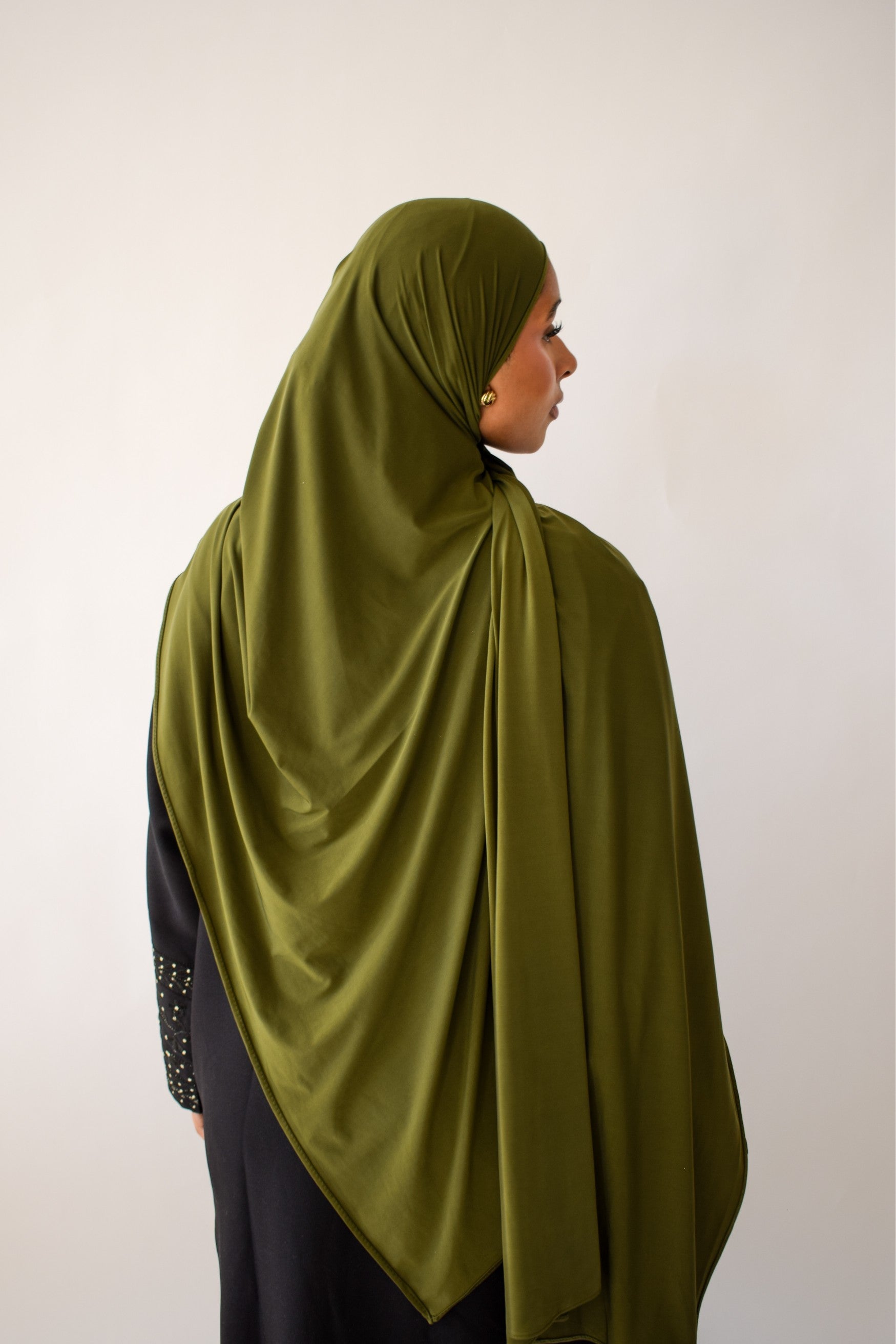 Olive soft liquid jersey hijab