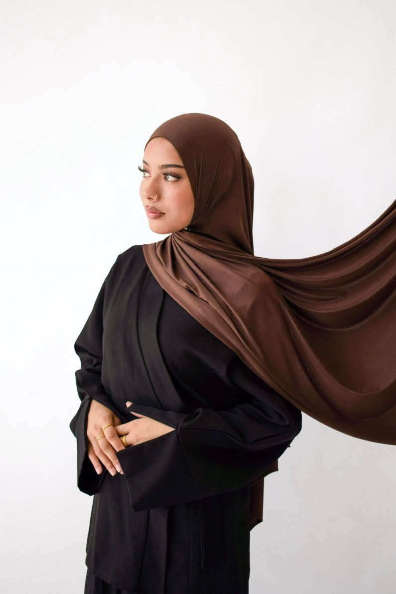 Espresso liquid jersey hijab