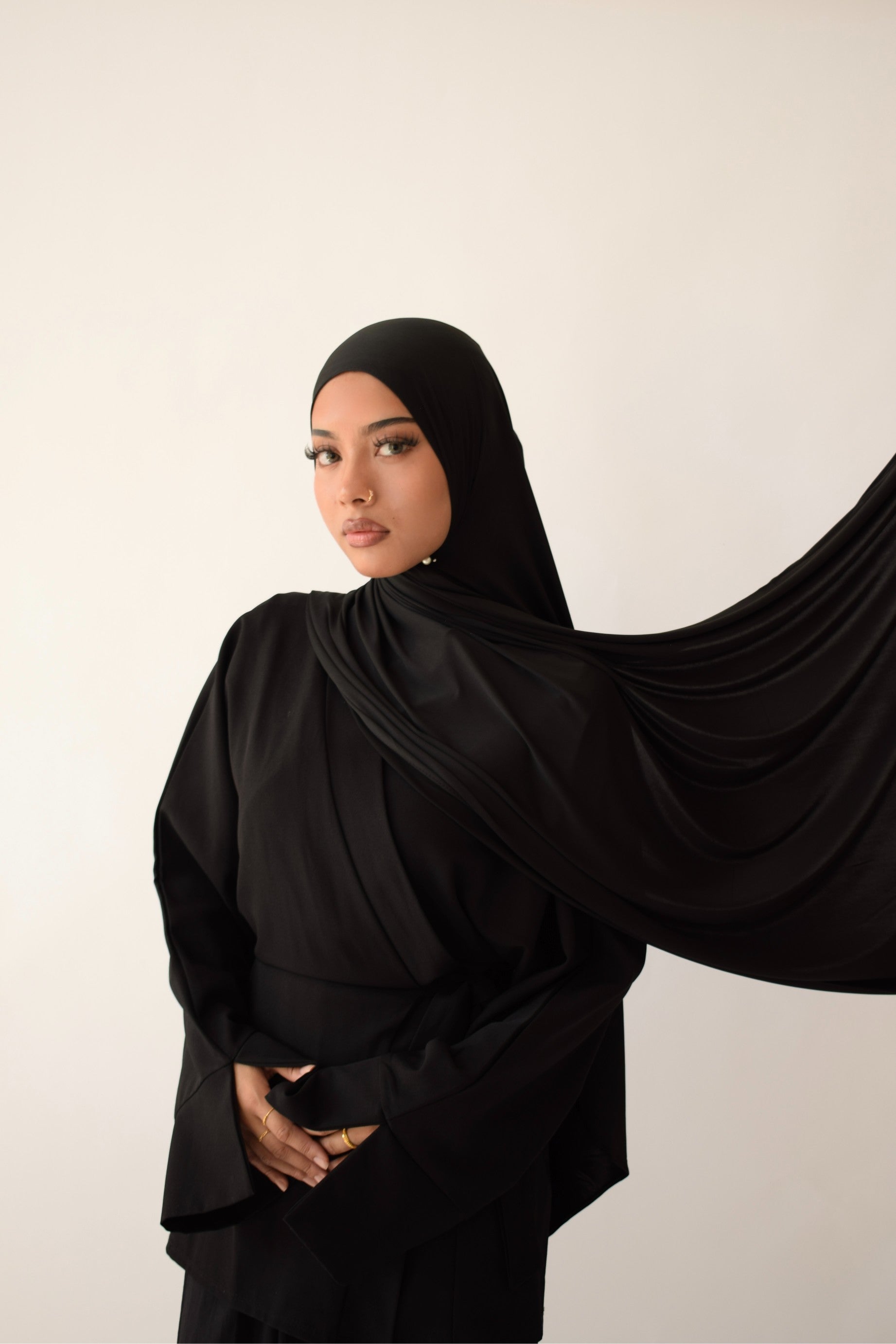 Black liquid jersey hijab