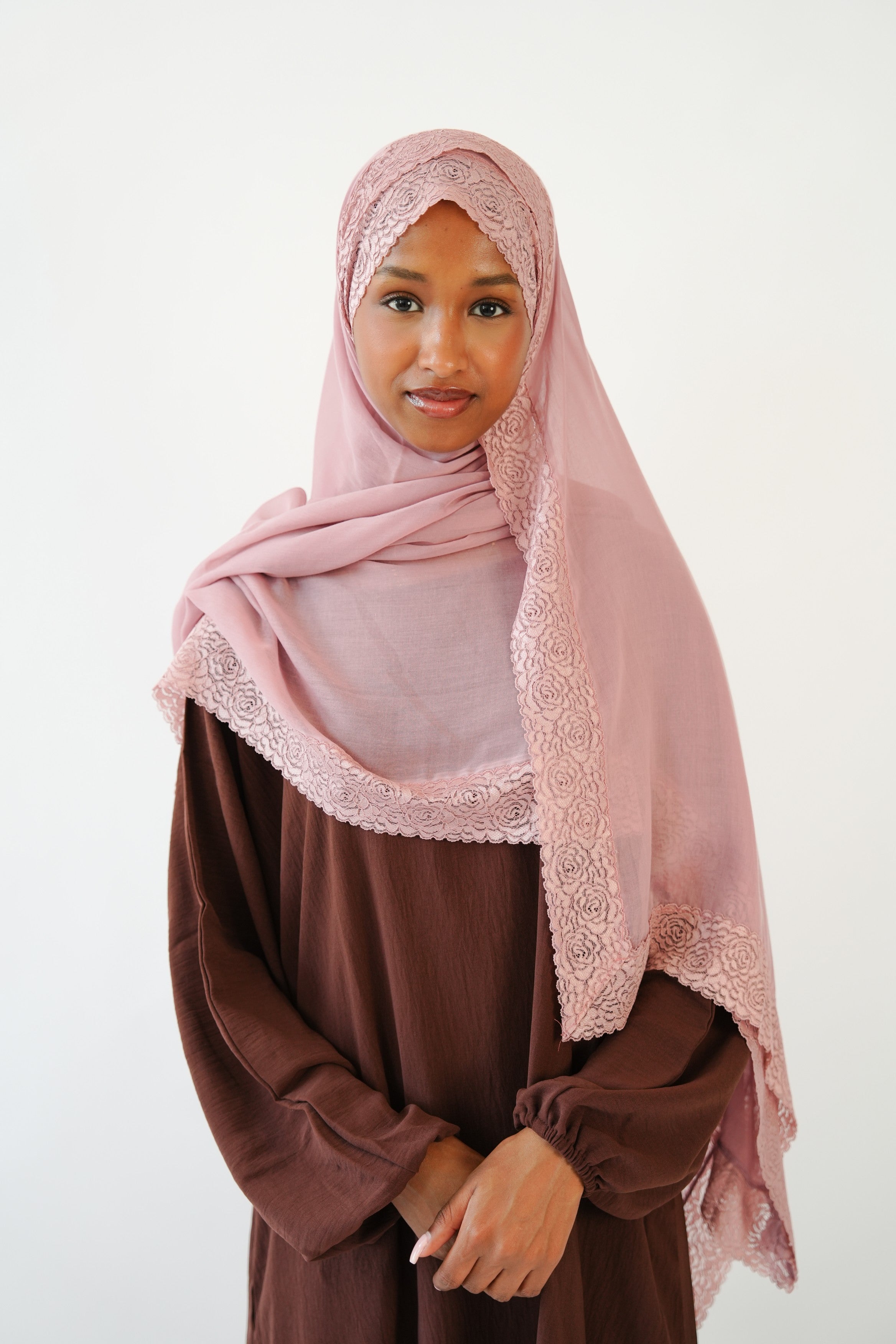 Petal Pink Lace Modal Hijab