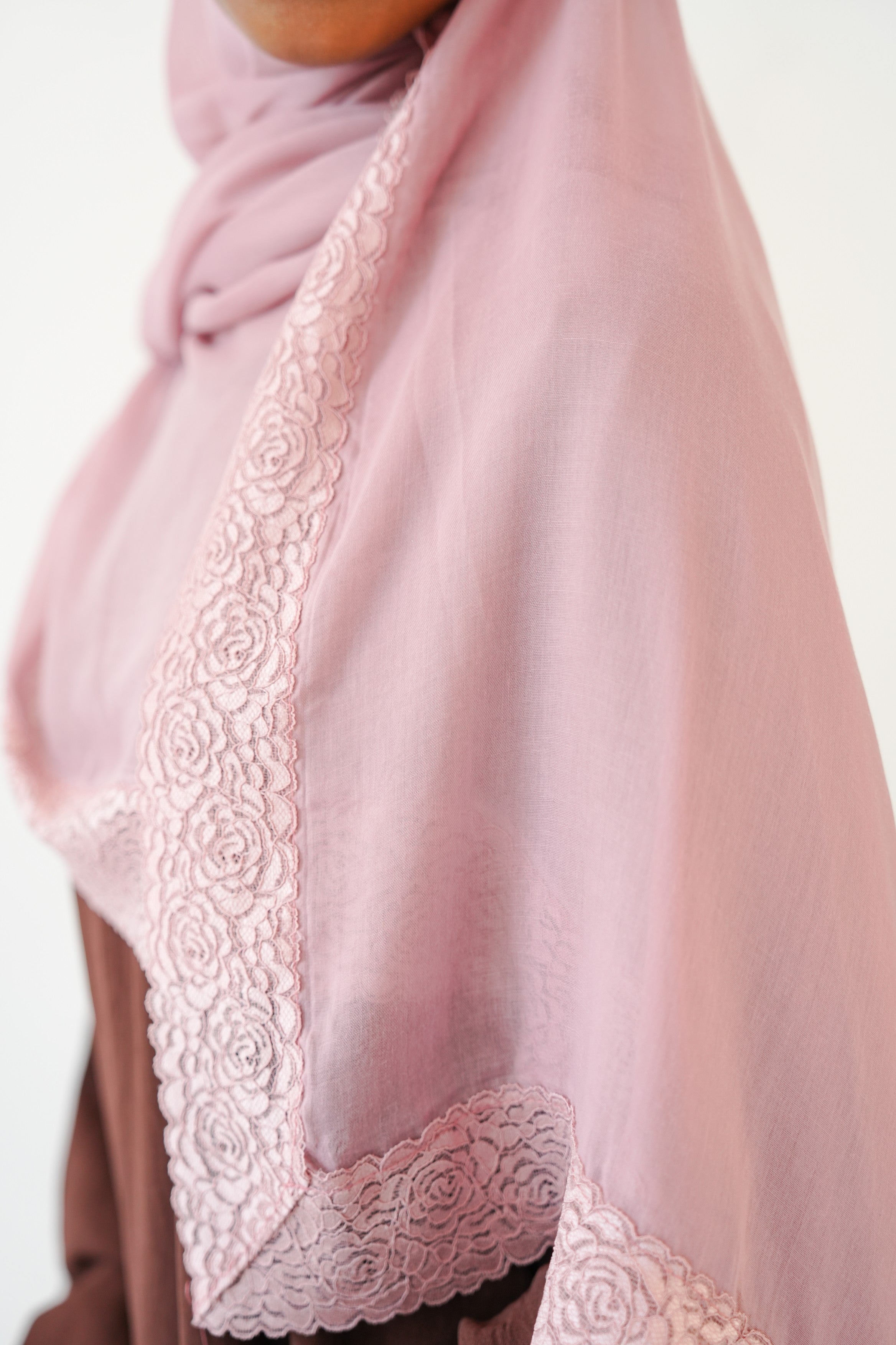 Petal Pink Lace Modal Hijab