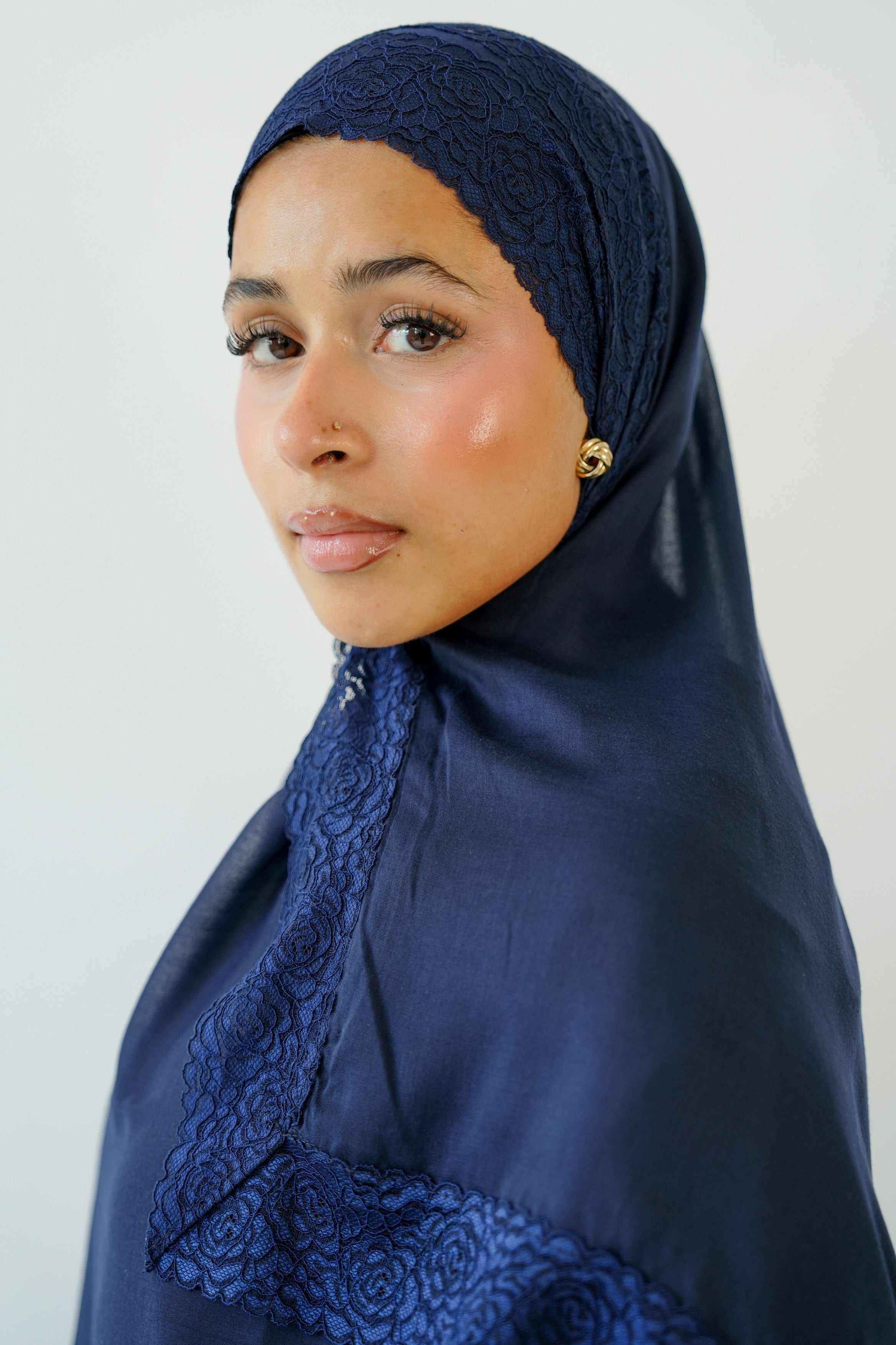 Navy Lace Modal Hijab
