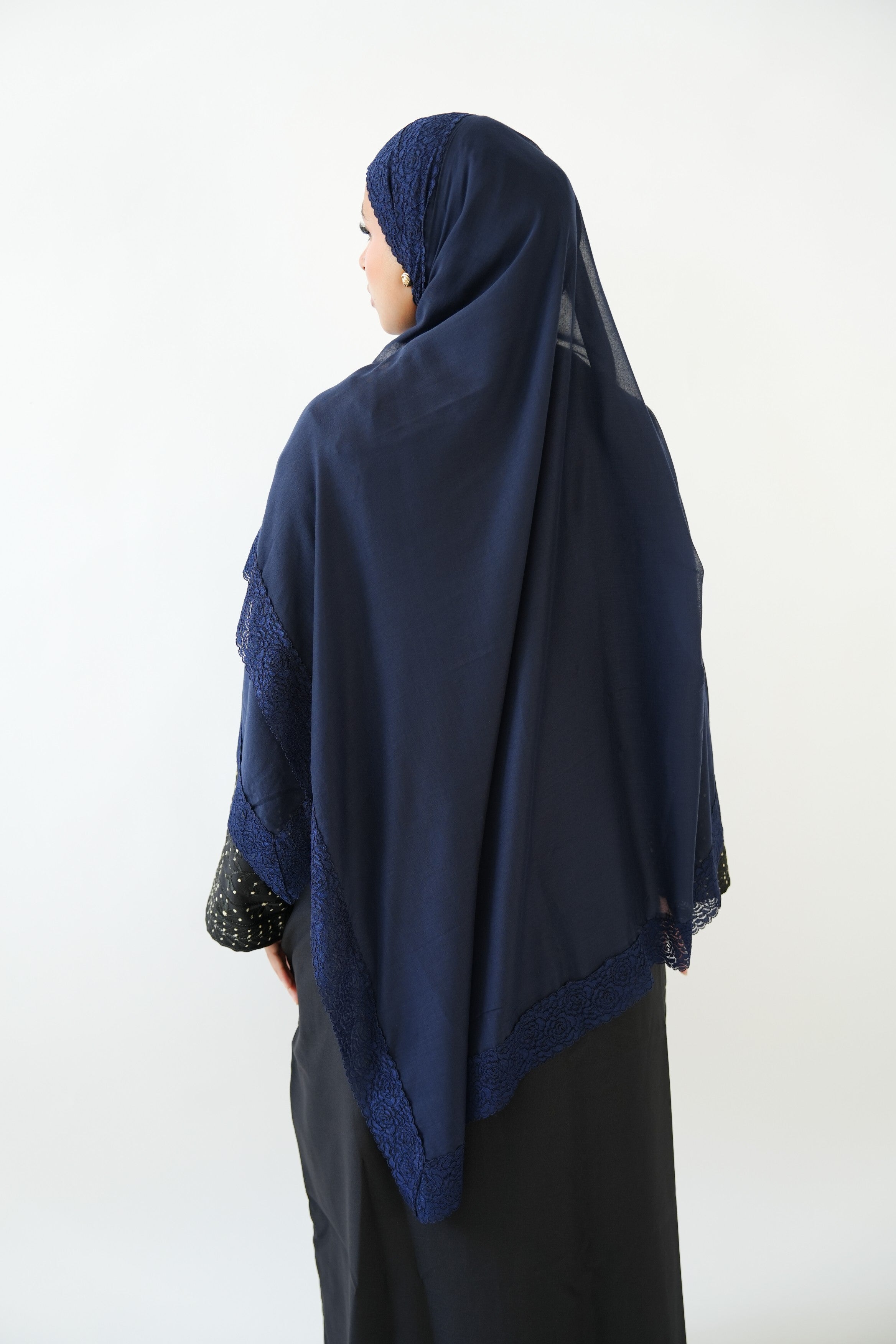 Navy Lace Modal Hijab