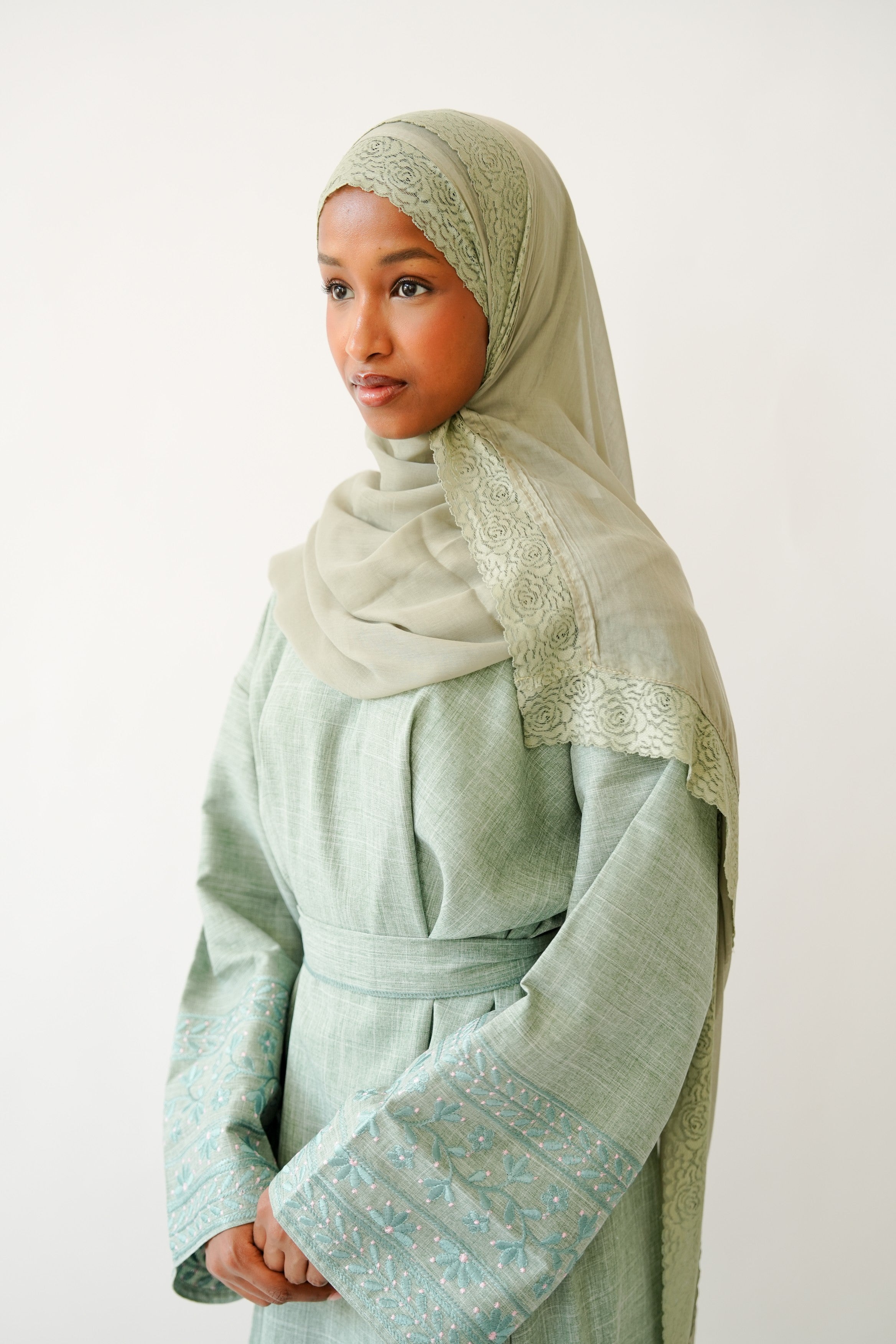 Sage Lace Modal Hijab