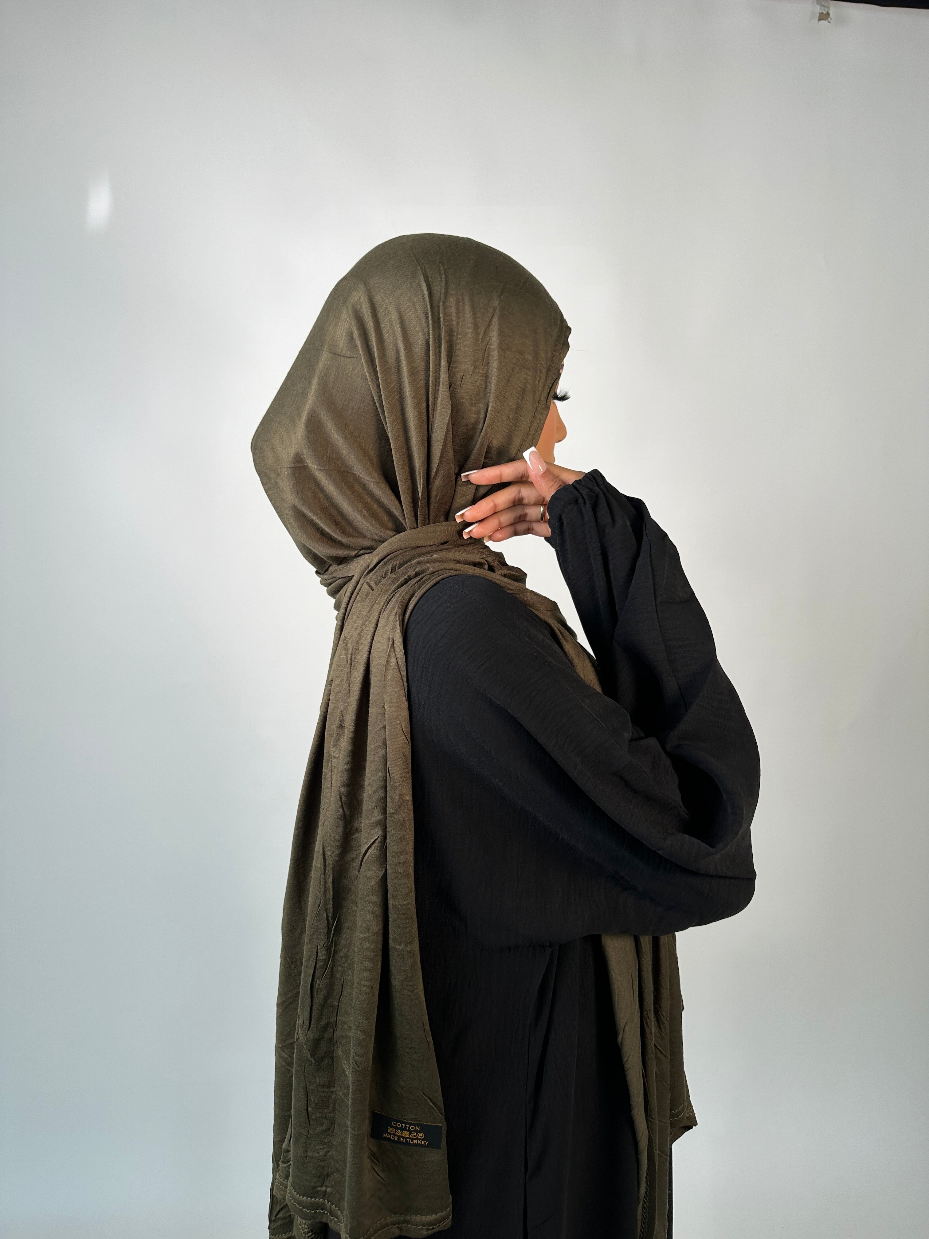 Emirati Premium Jersey Hijab Dark Olive