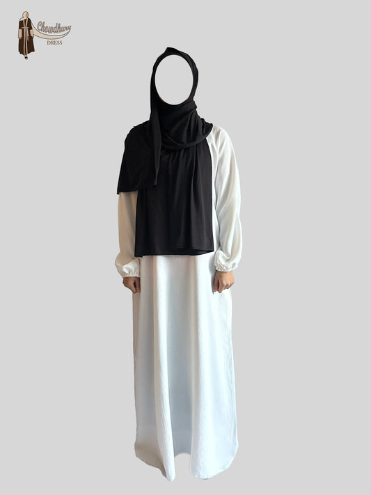 Plain Closed Abaya - White