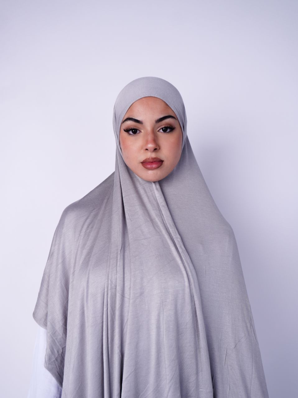 Emirati Premium Jersey Hijab Light Grey