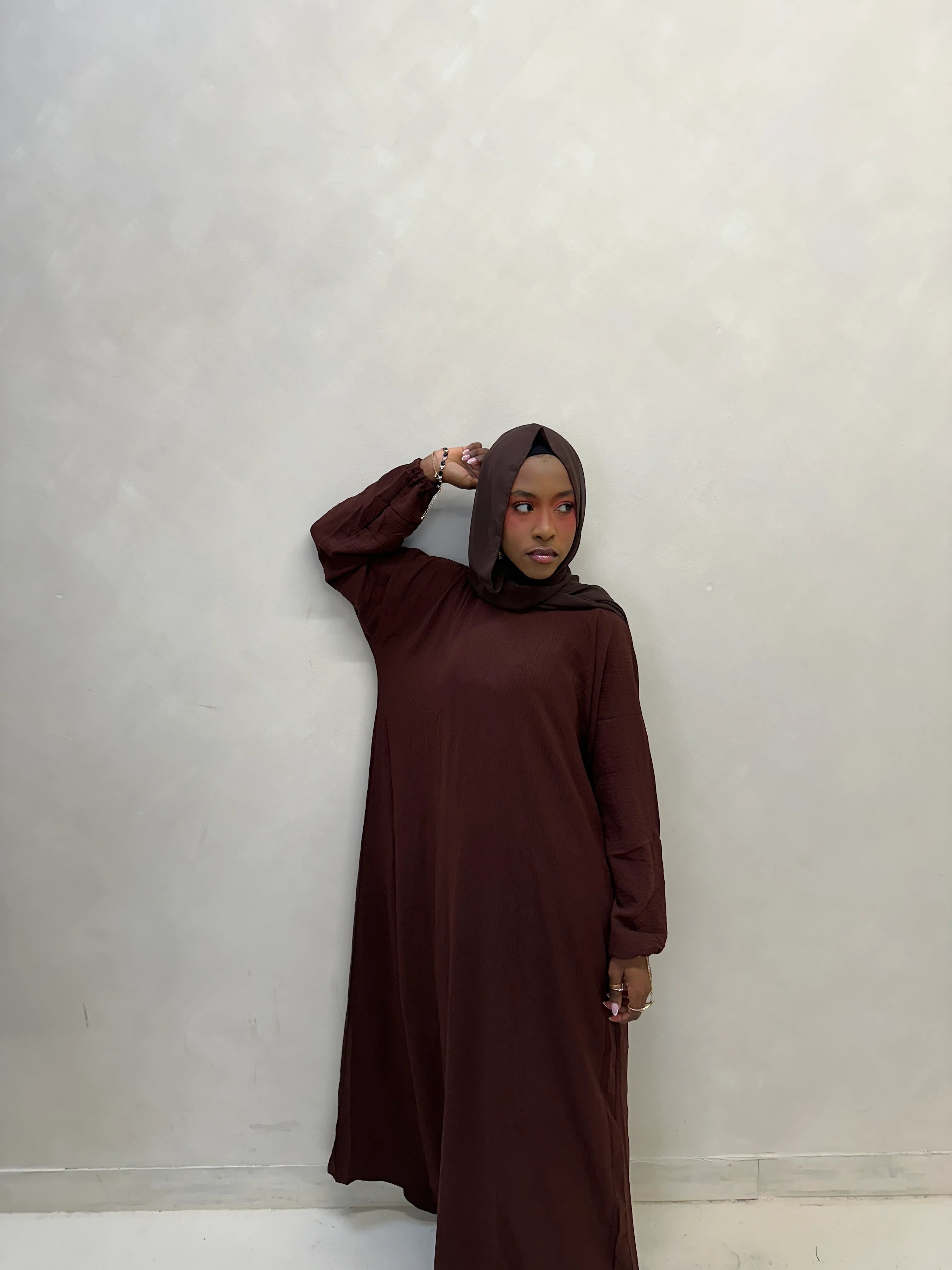 Plain Closed Abaya Chocolate Brown