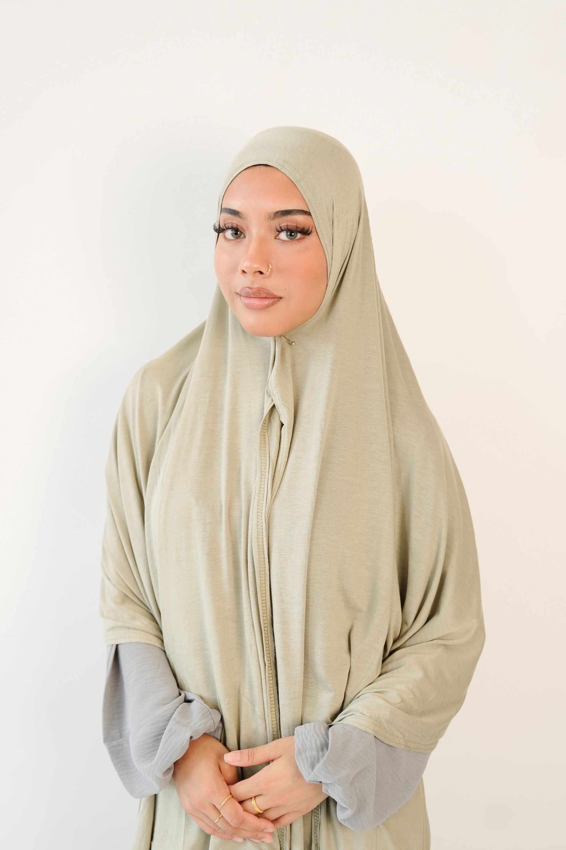 Emirati Premium Jersey Hijab Sage Green