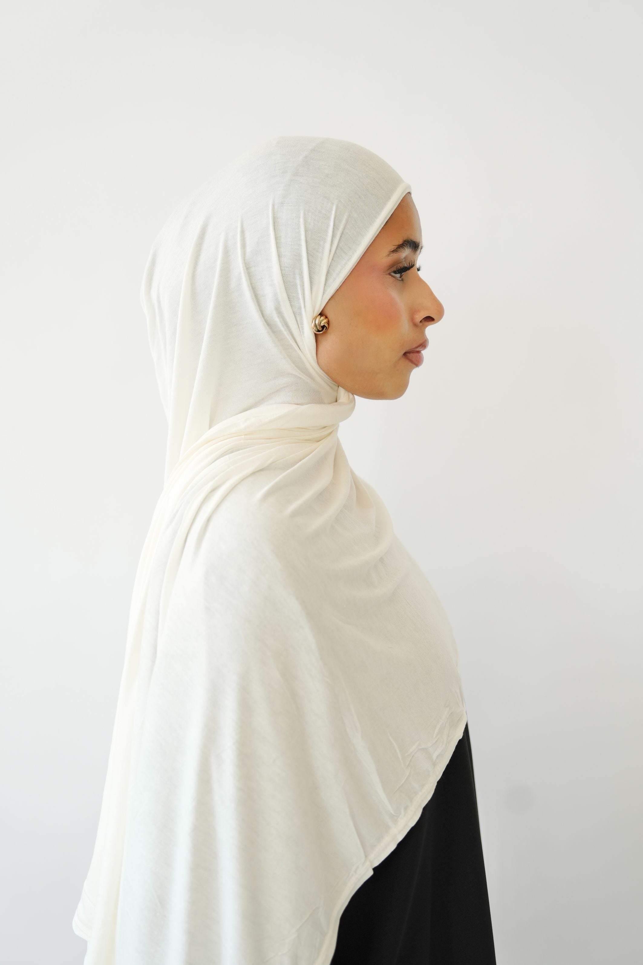 Emirati Premium Jersey Hijab Off White