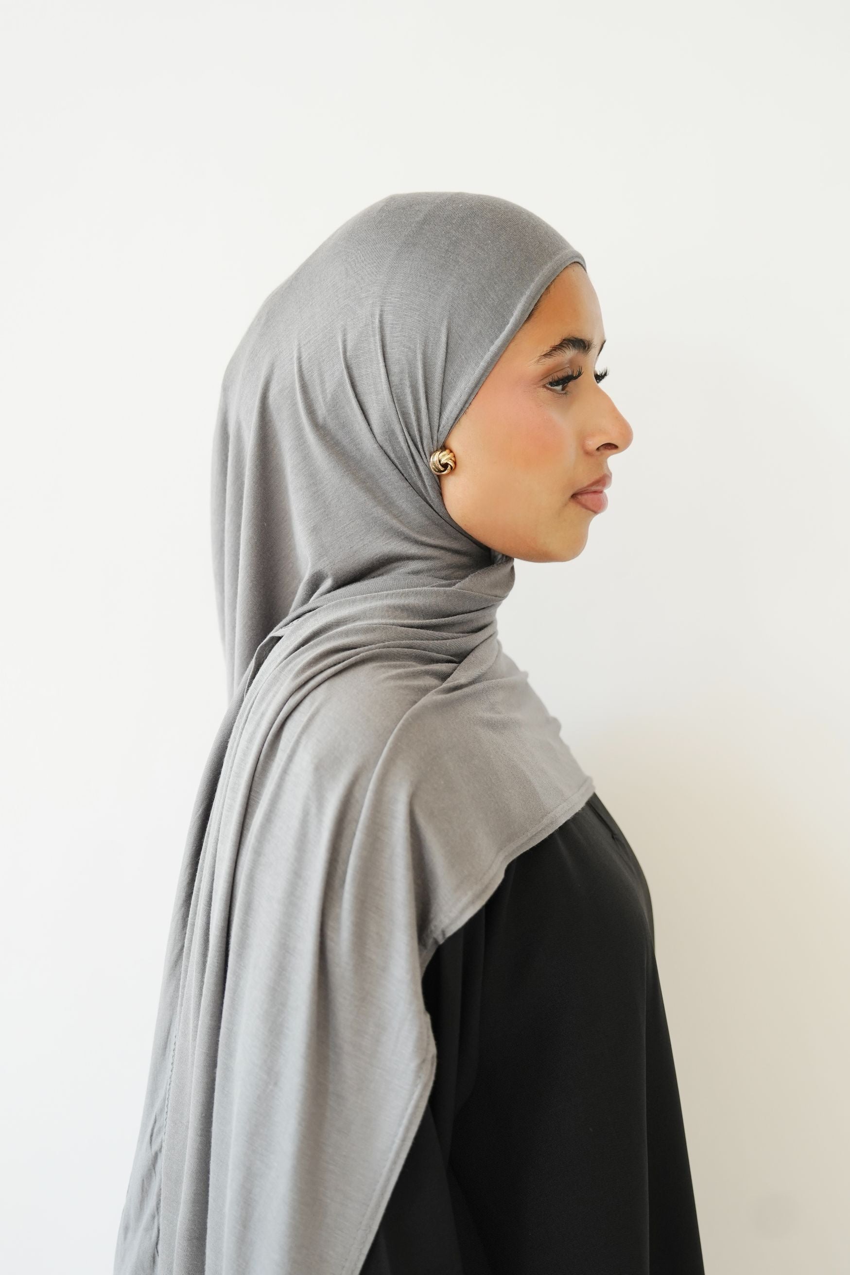 Emirati Premium Jersey Hijab Dark Grey